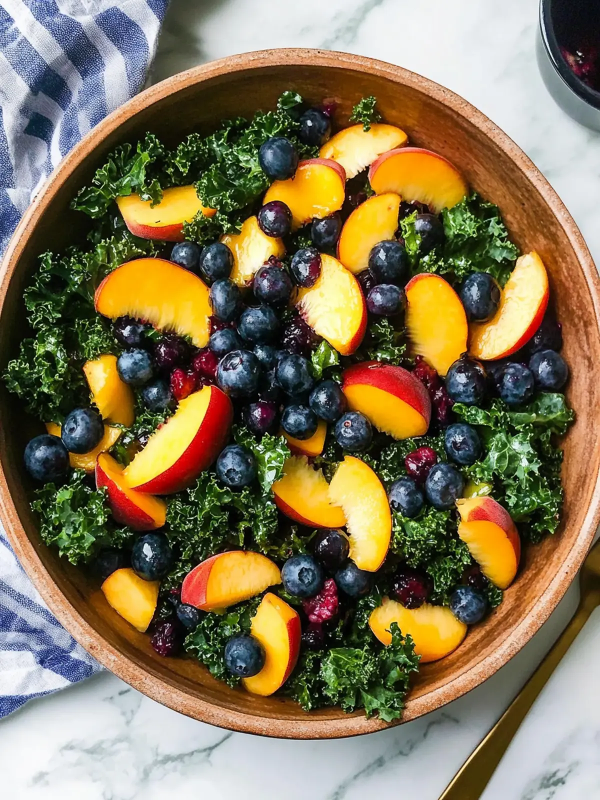 Summer Peach Blueberry Kale Salad