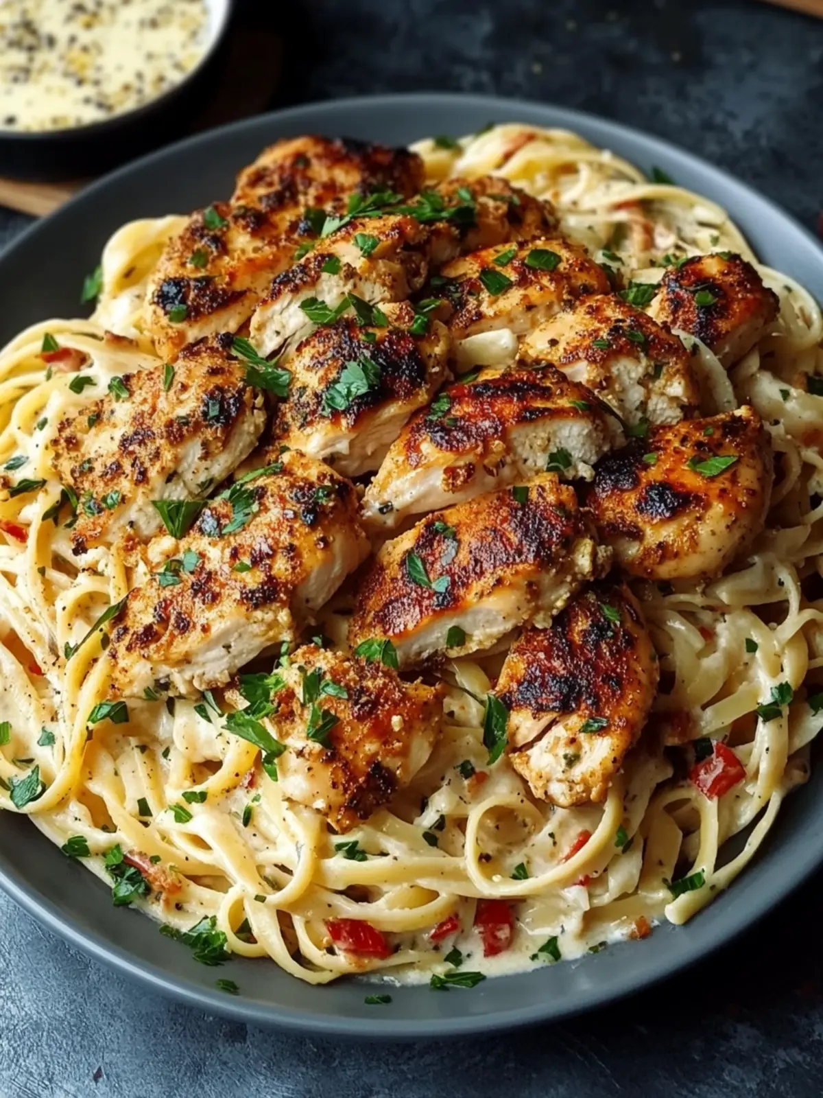 Savory Cajun Chicken and Creamy Garlic Parmesan Linguine
