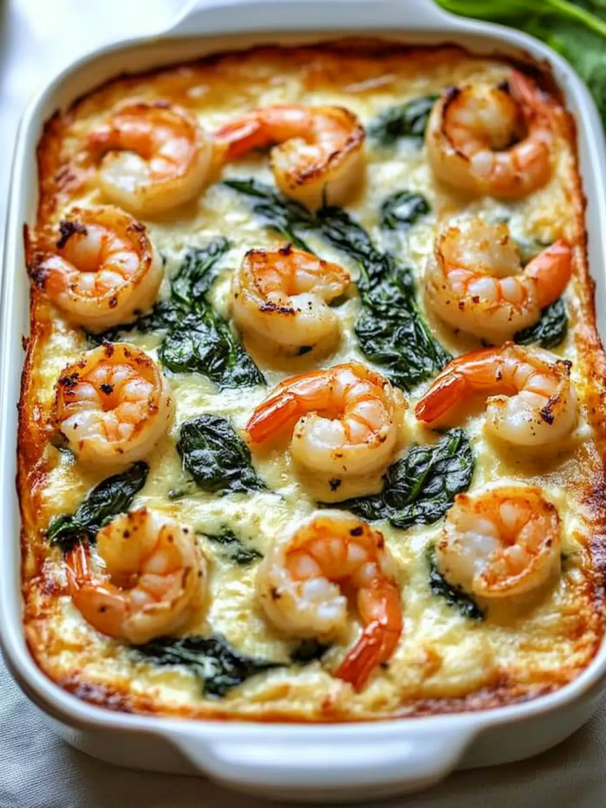 Oven-Baked Shrimp and Spinach Gratin