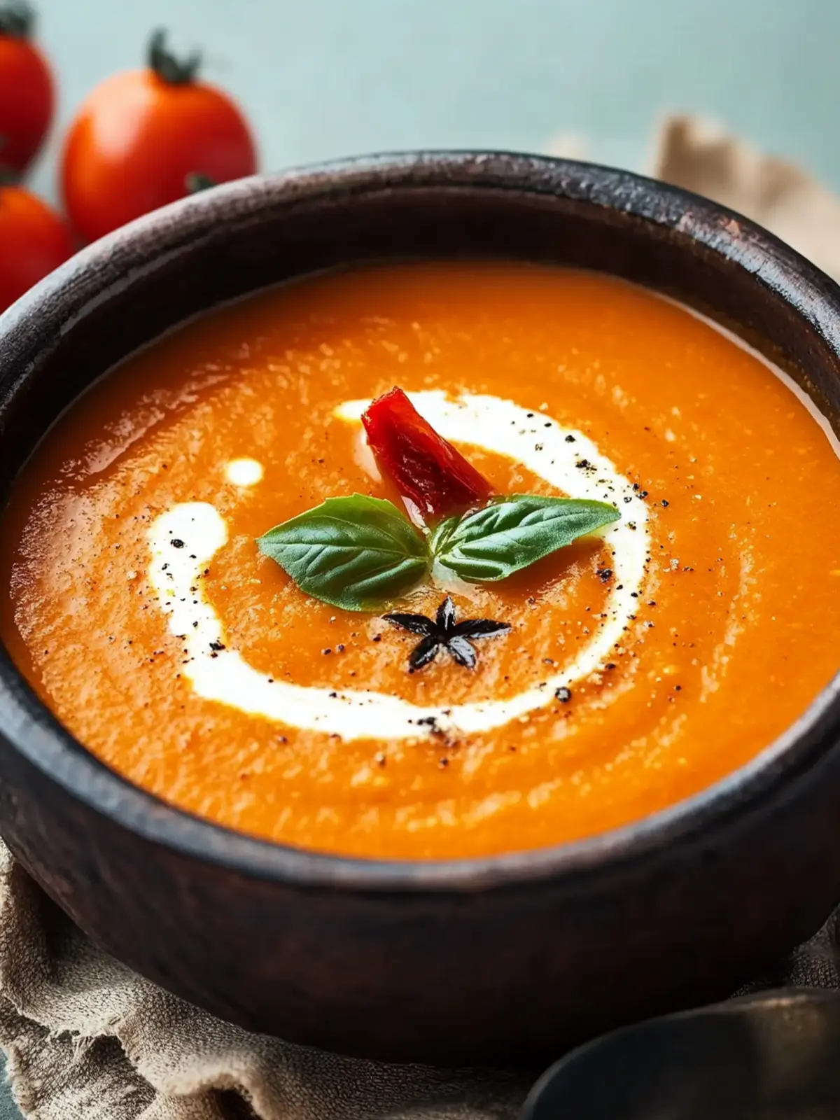 Creamy Tomato Soup with Roasted Red Pepper