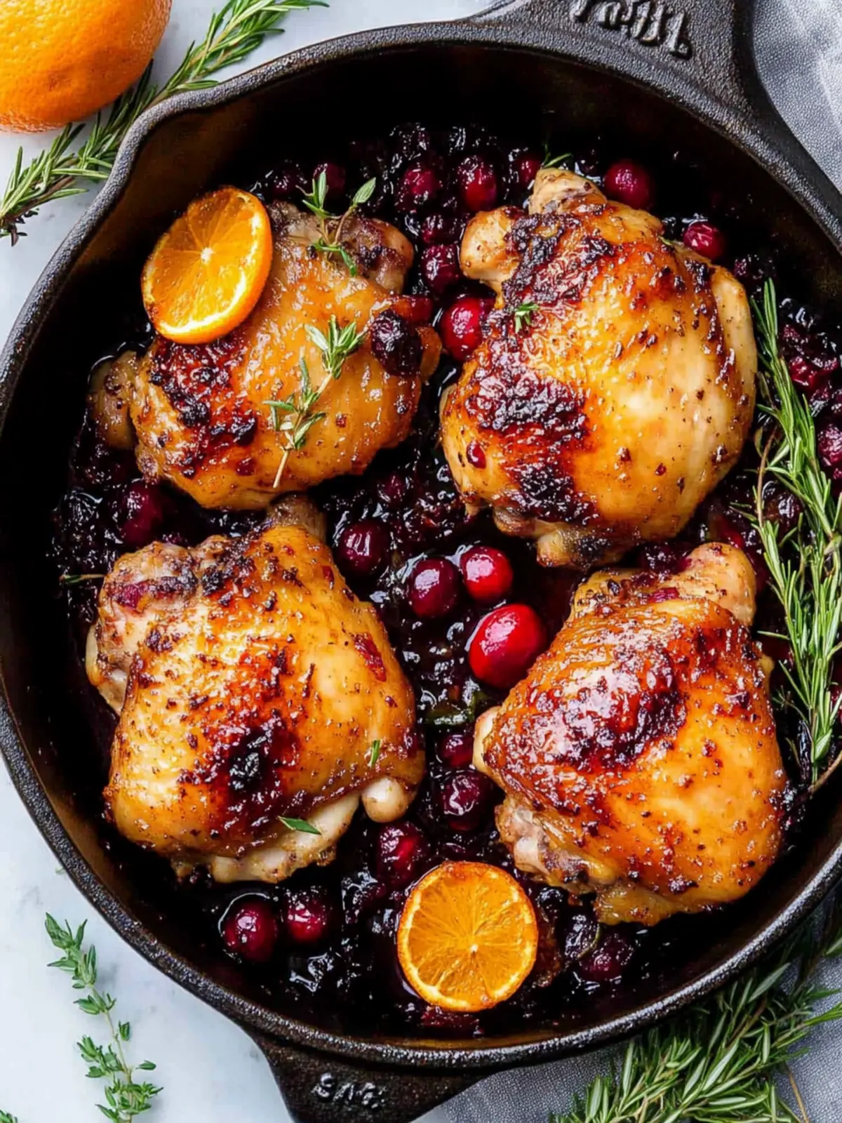 Baked Orange Cranberry Chicken Thighs