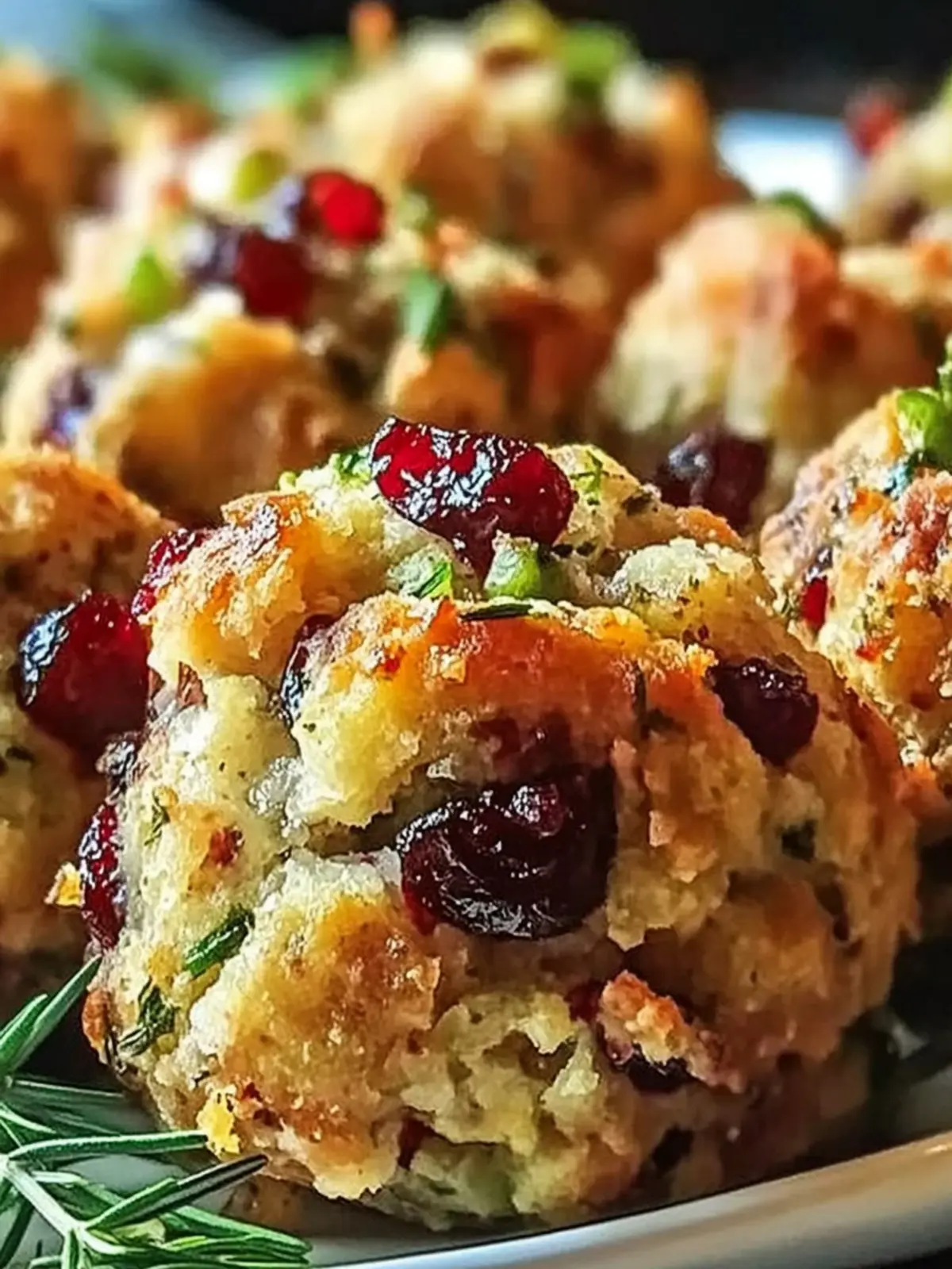 Festive Cranberry Turkey Stuffing Balls