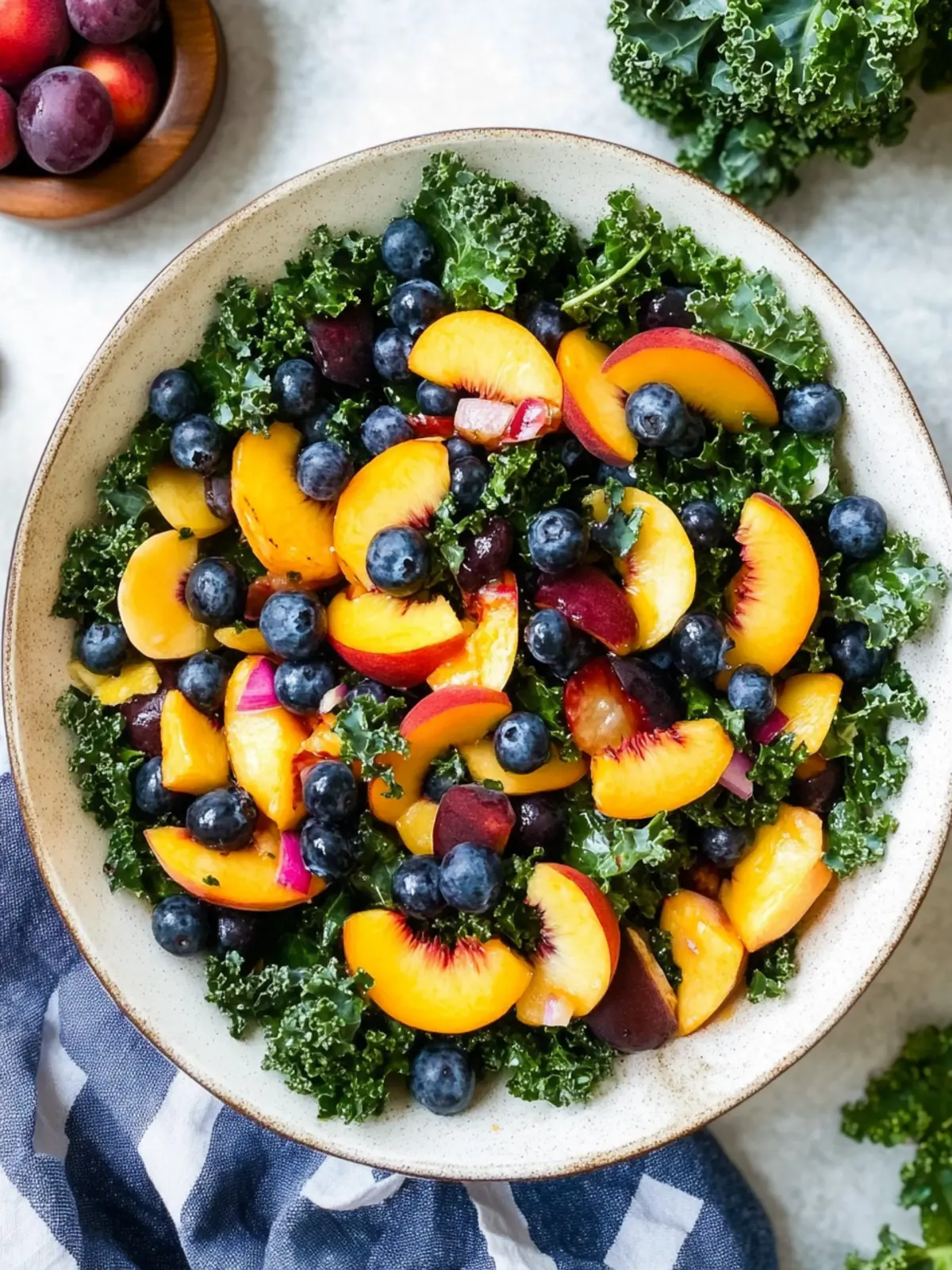 Summer Peach Blueberry Kale Salad