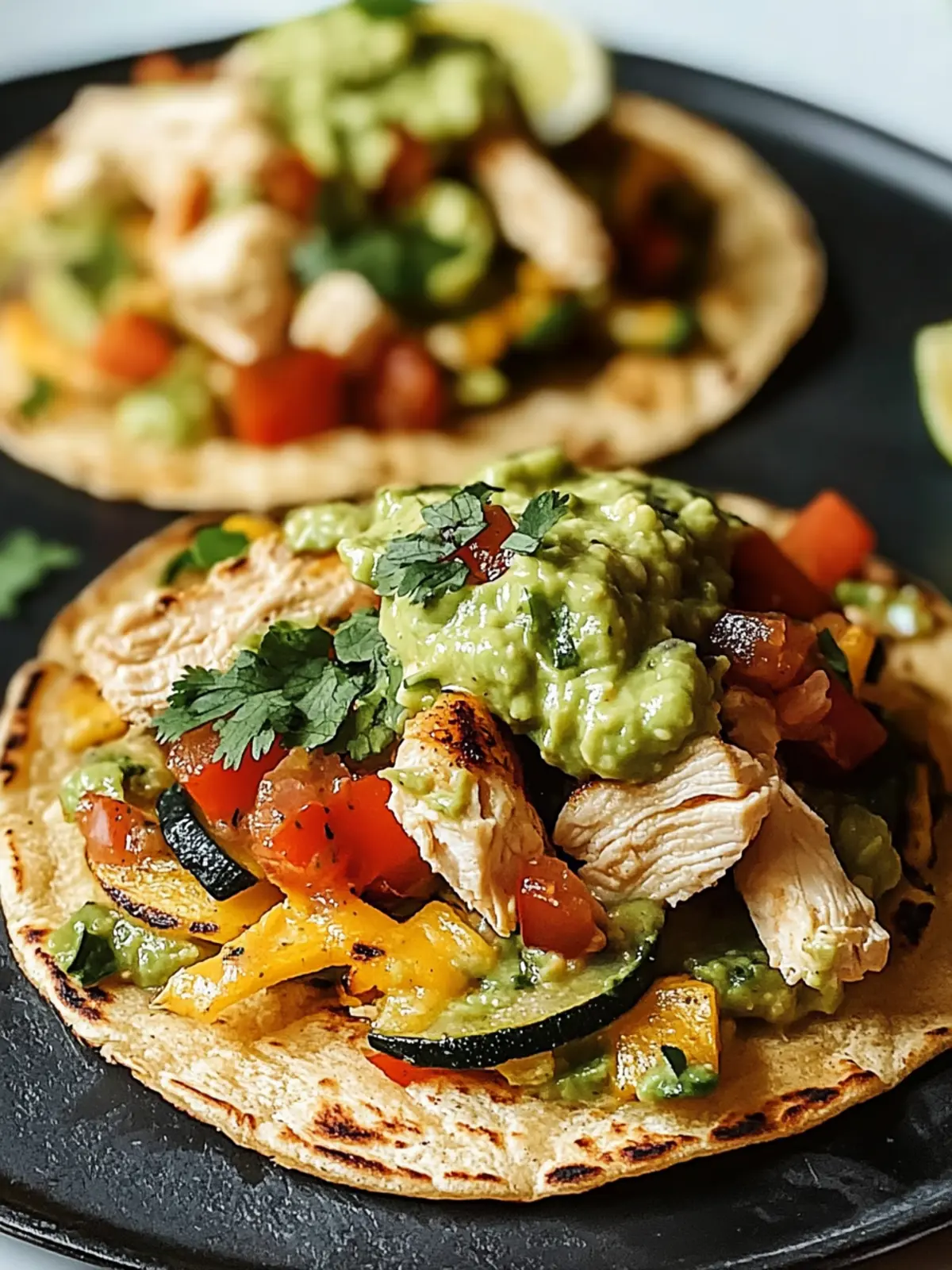 Chicken Veggie Tostadas with Guacamole