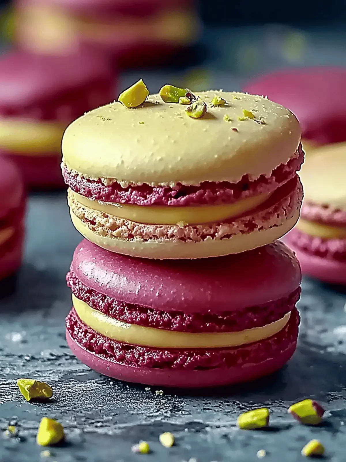 Luxurious Raspberry Pistachio Macarons