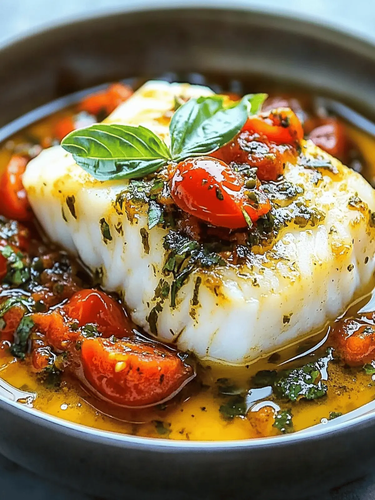 Succulent Cod in White Wine Tomato Basil Sauce