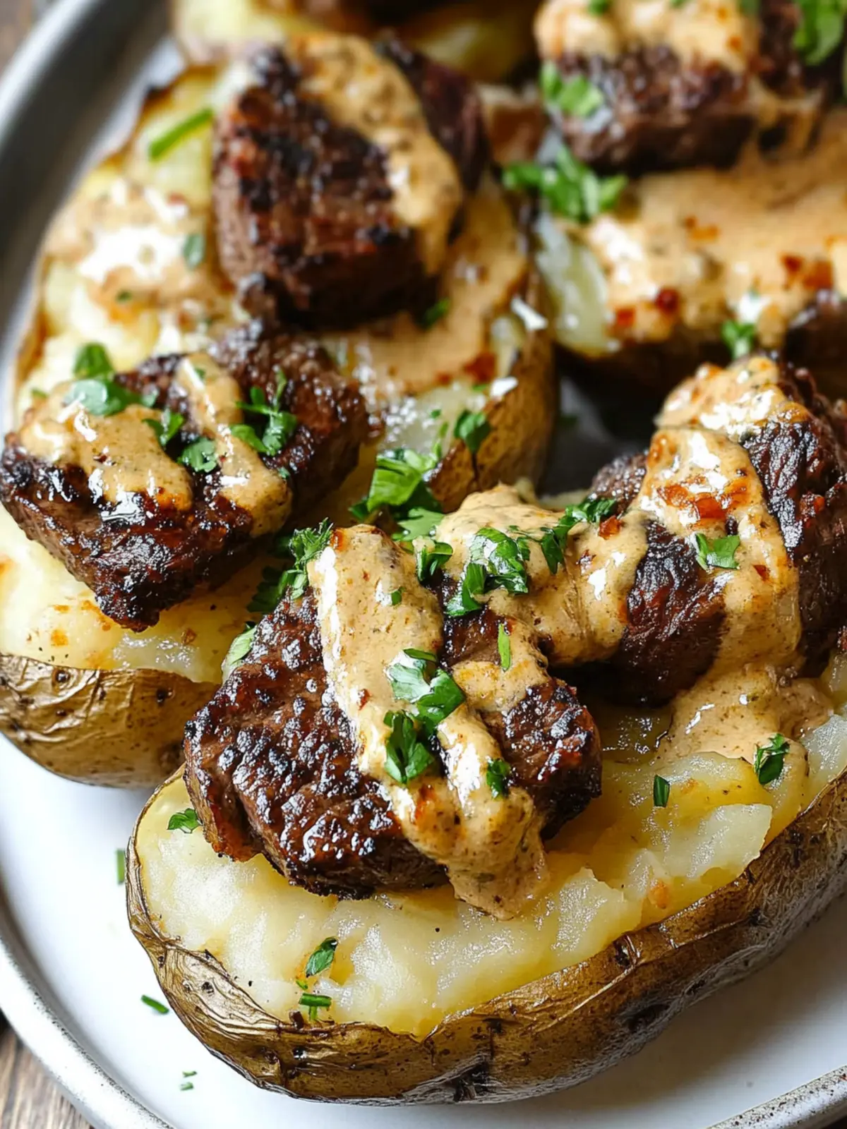 Loaded Baked Potato with Steak Bites