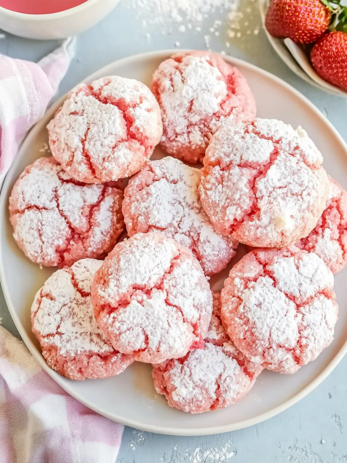 Easy 5-Ingredient Strawberry Crinkle Cookies (Soft, Chewy Cake Mix Hack)