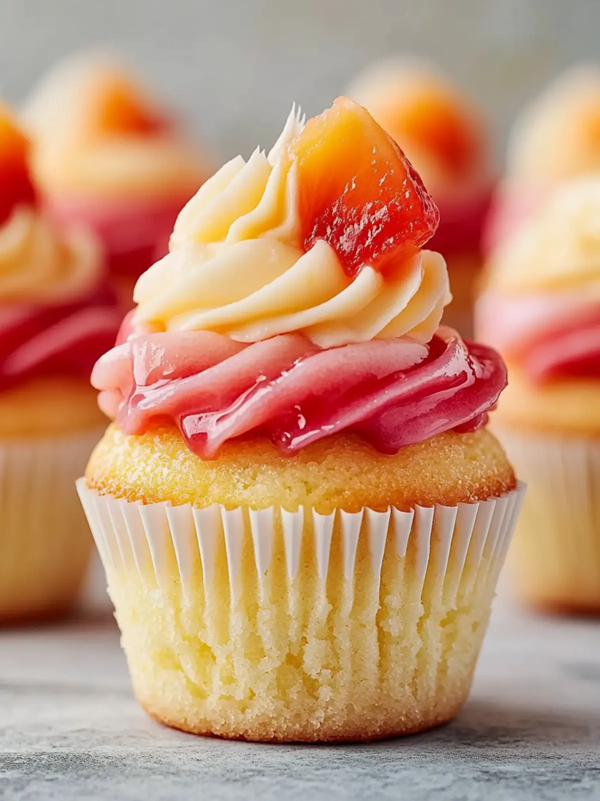 Mango Strawberry Sunset Cupcakes