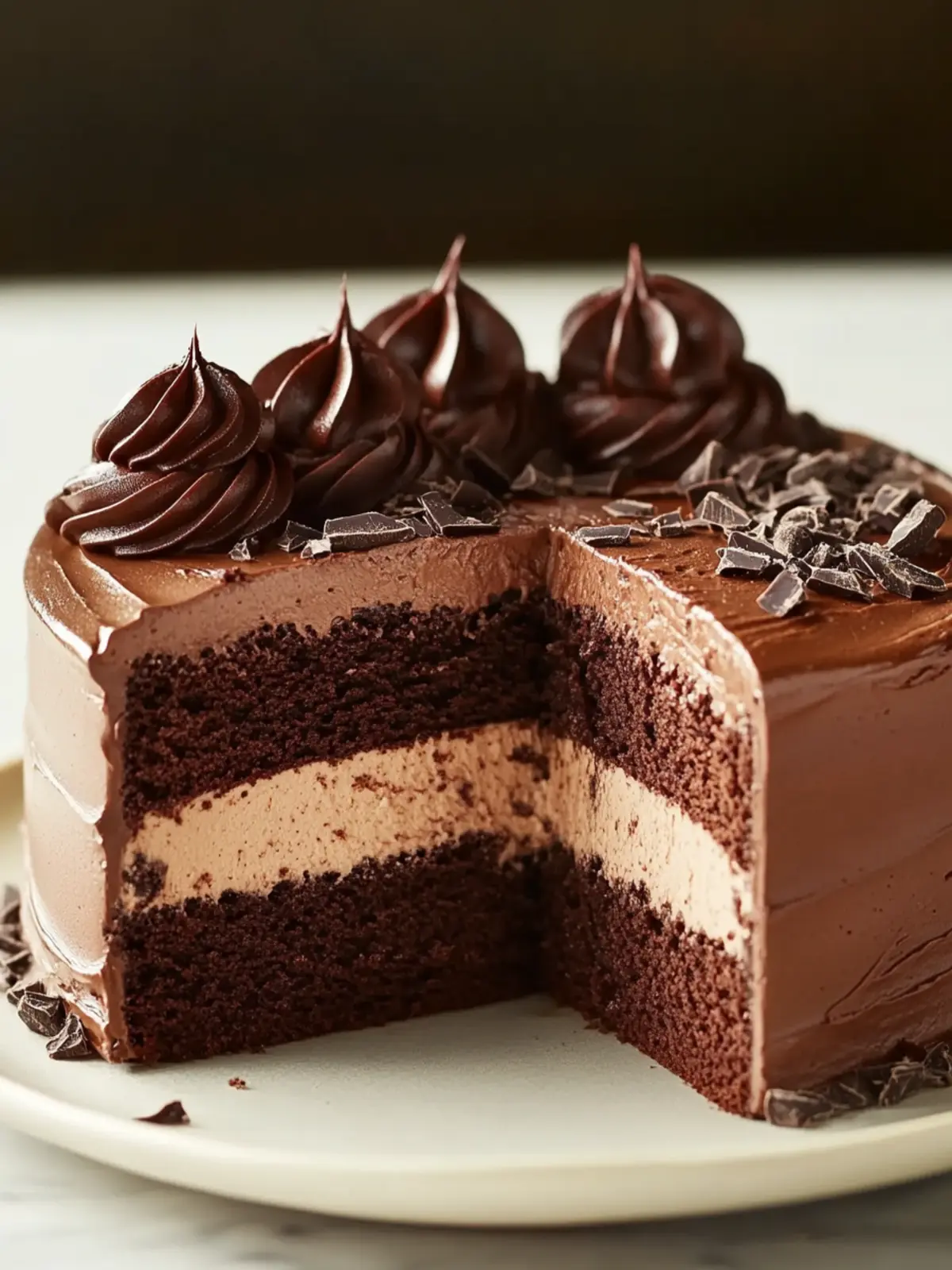Triple Chocolate Mousse Cake