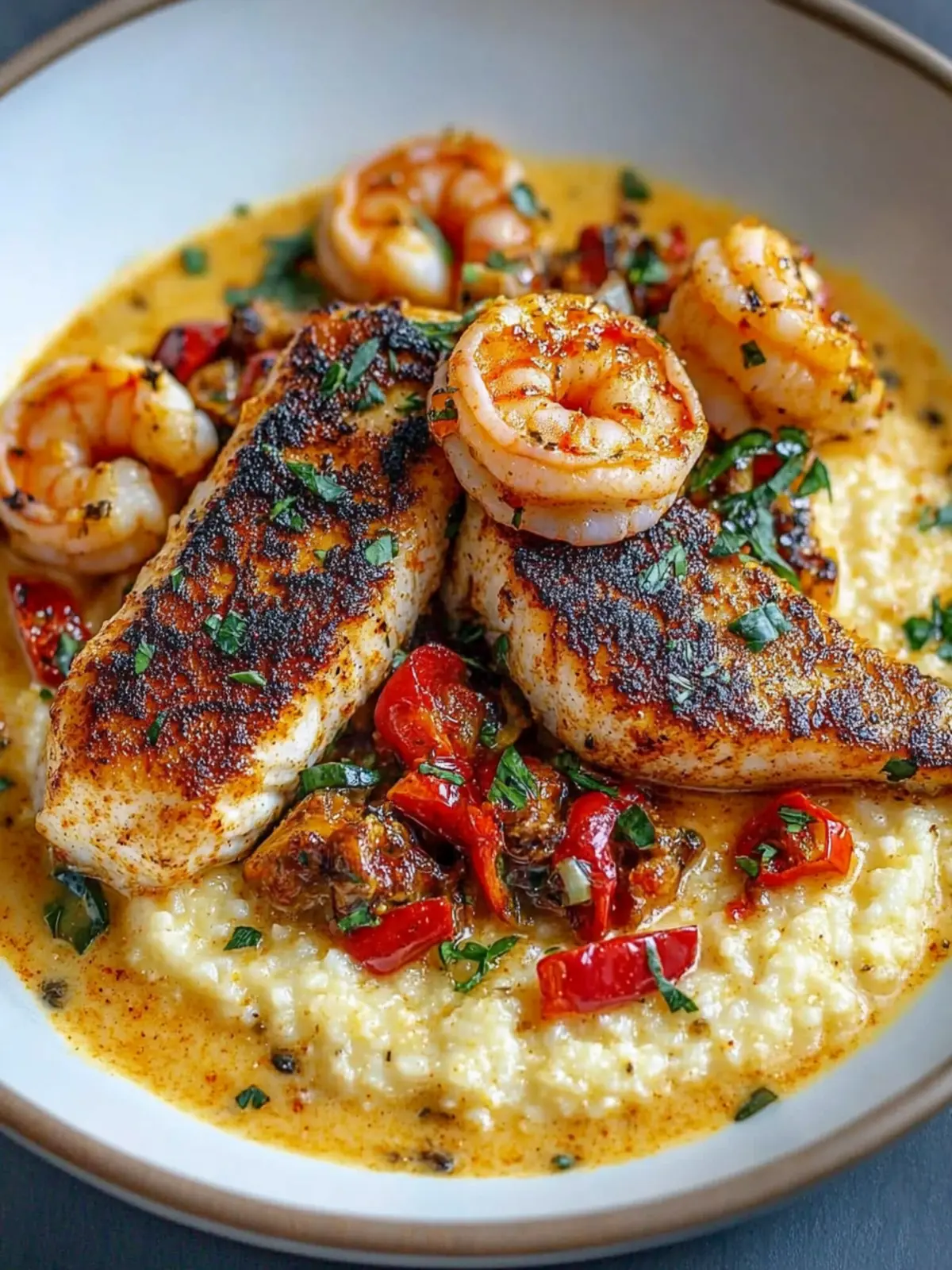 Red Snapper Shrimp Grits Cajun