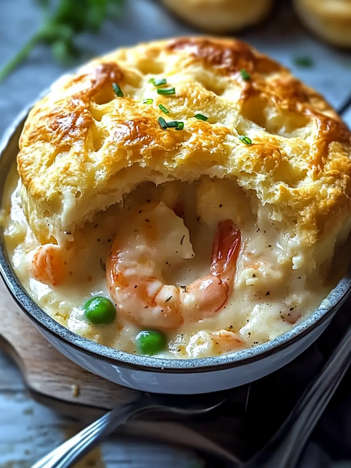 Seafood Pot Pie with Cheddar Bay Biscuit Topping