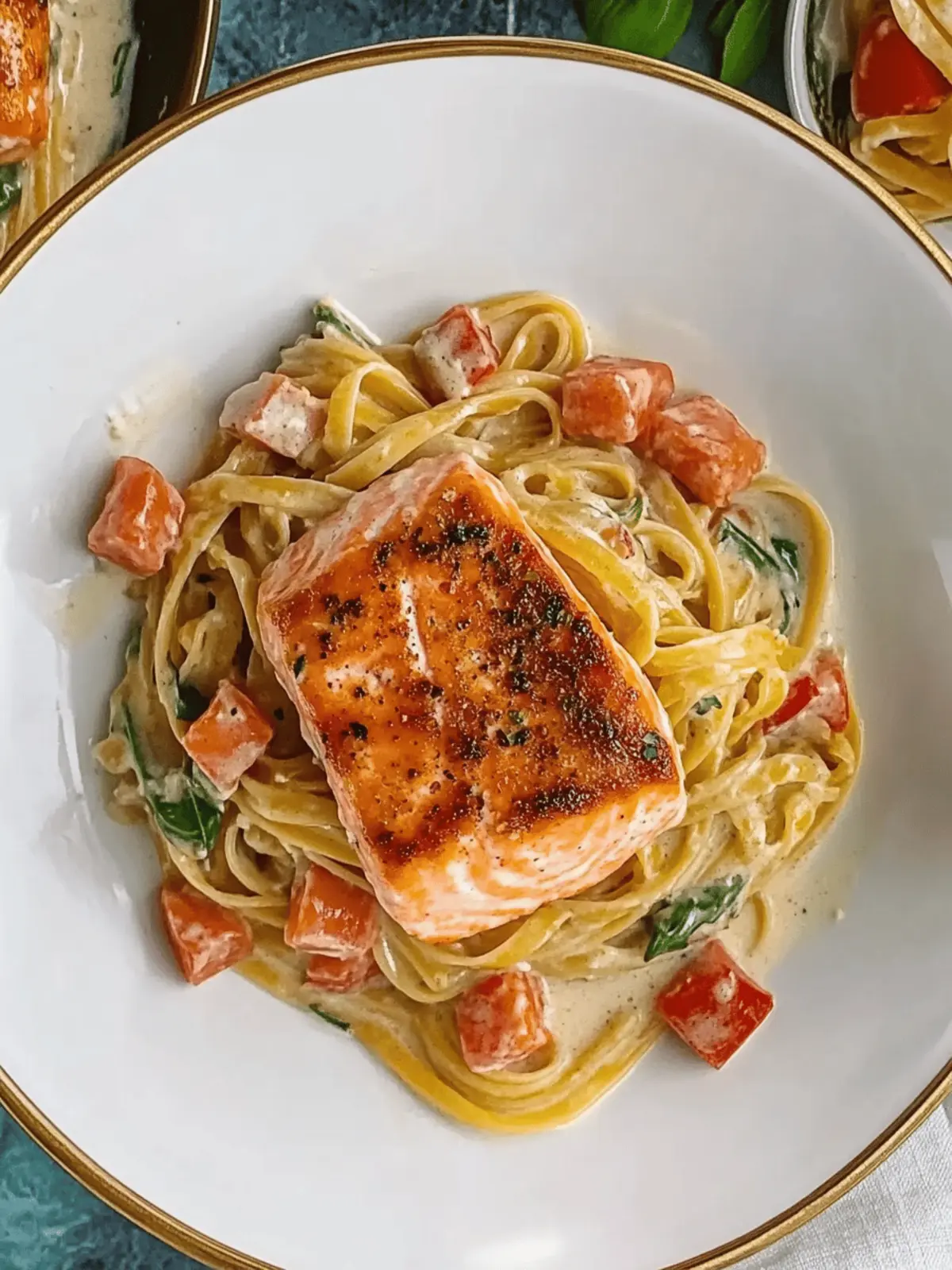 Healthy & Creamy Tuscan Salmon Pasta