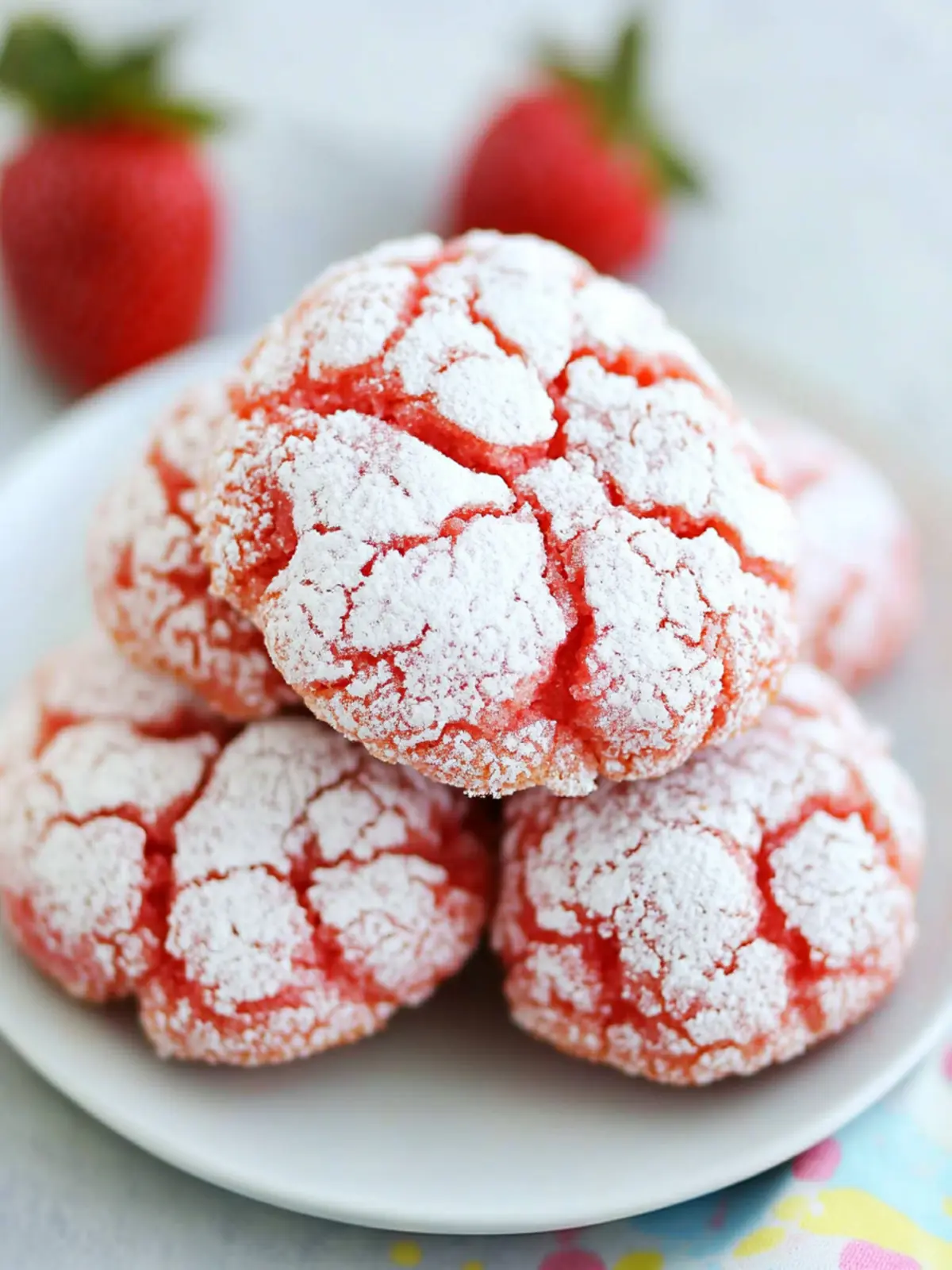 Strawberry Crinkle Cookies