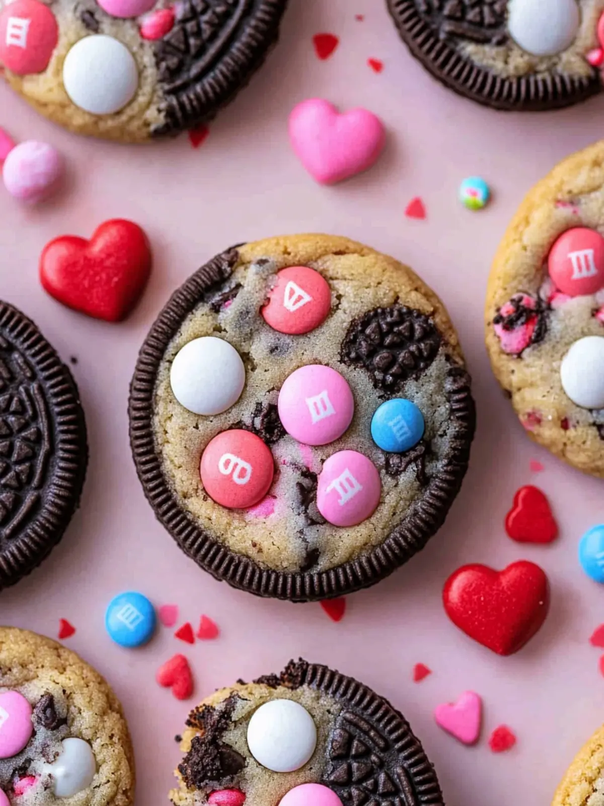 Valentine's day Oreo M&m's cookies