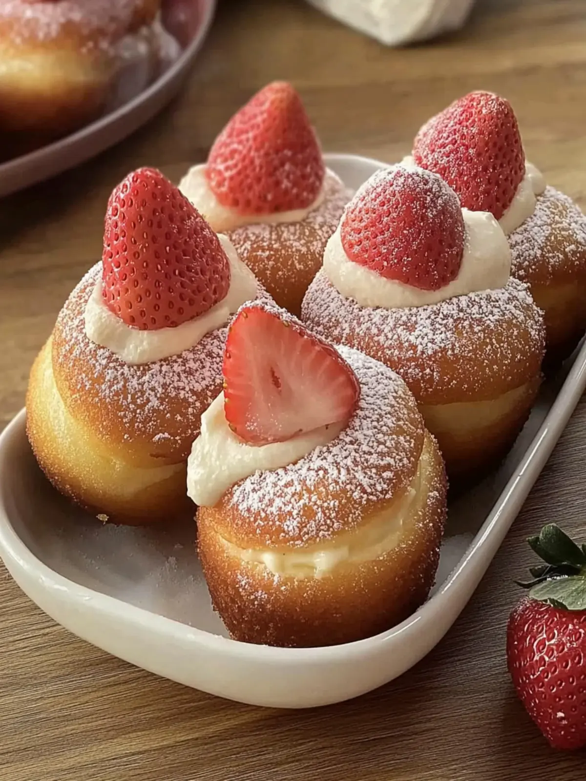 Easy strawberry cheesecake stuffed donuts