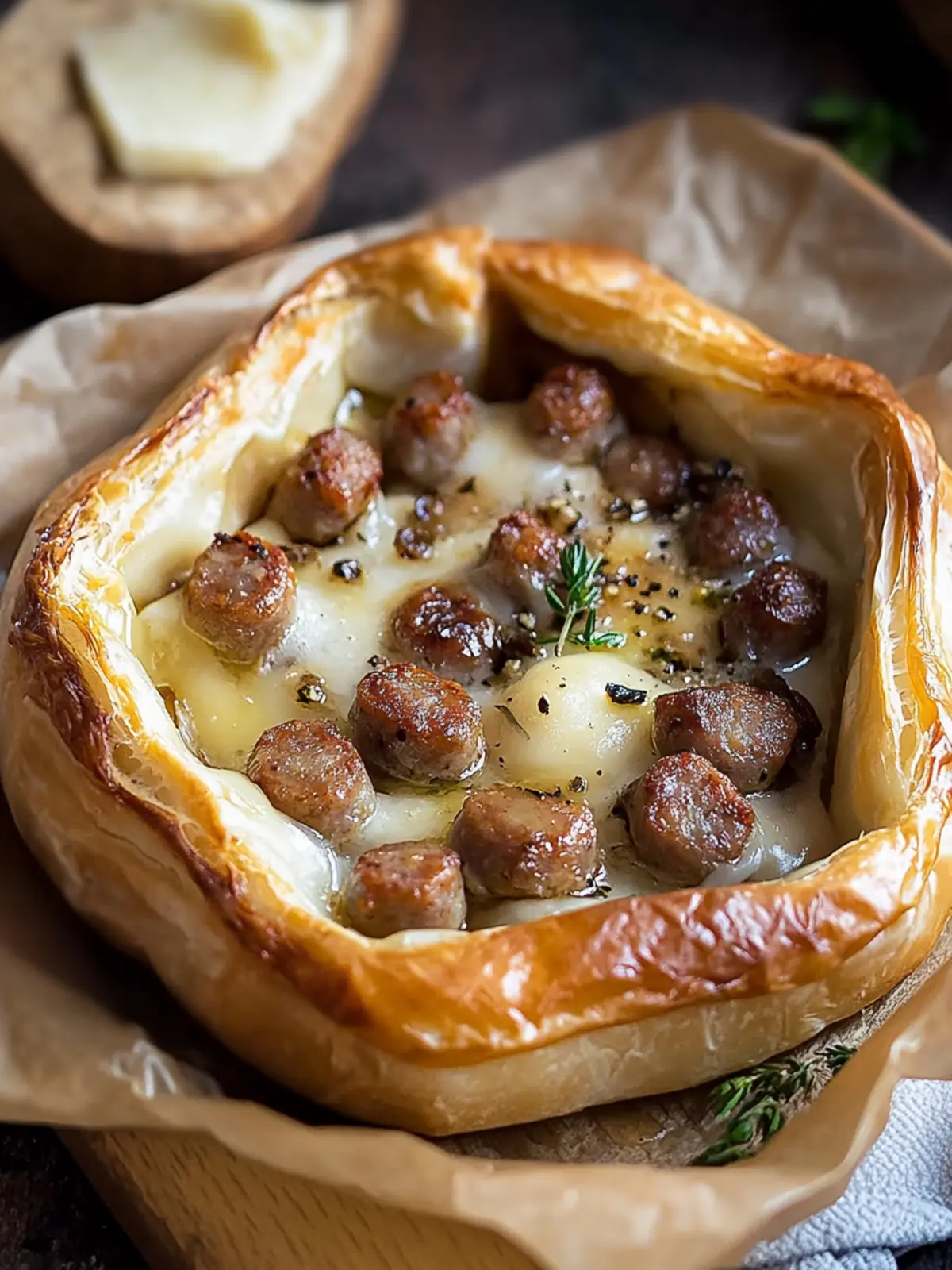 Sausage Baked Brie Appetizer