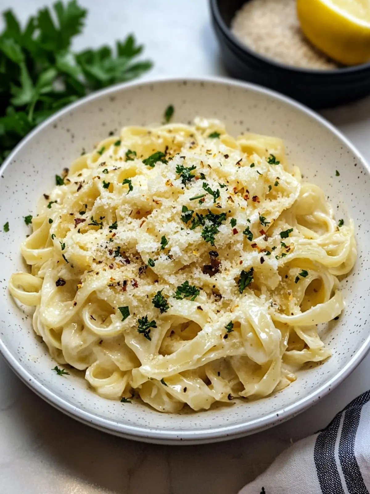 Indulge in Creamy Garlic Alfredo with Tender Cabbage