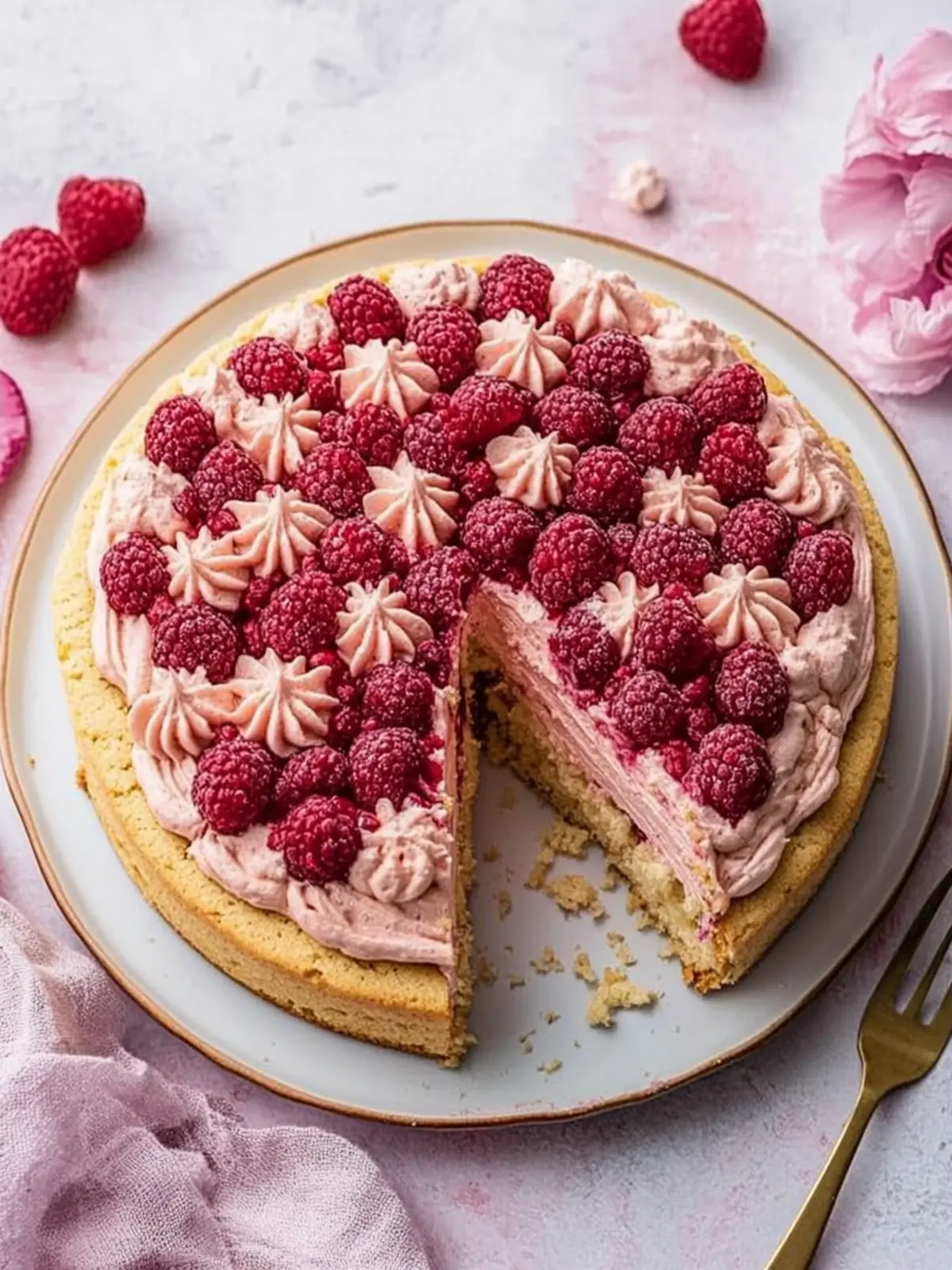 Sugar Cookie Cake with Raspberry Buttercream