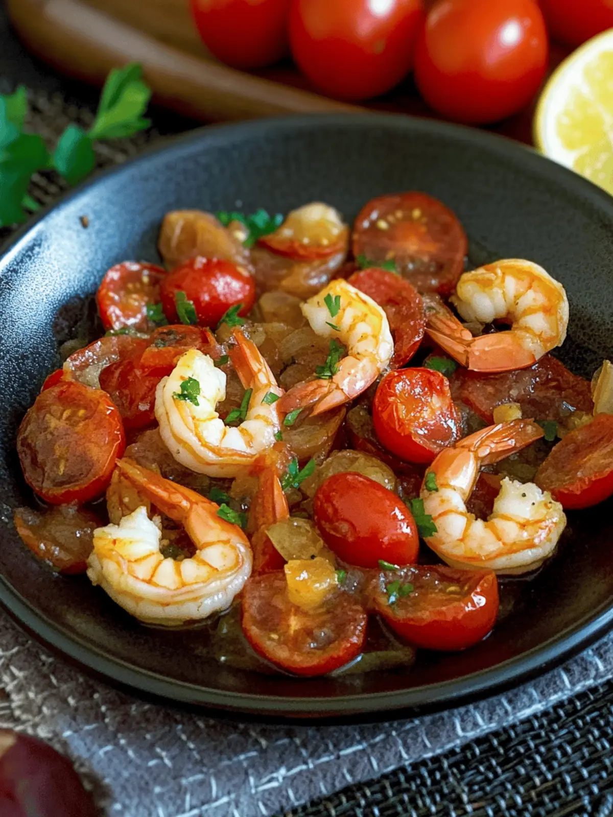 Seared Cherry Tomato and Shrimp Tapas