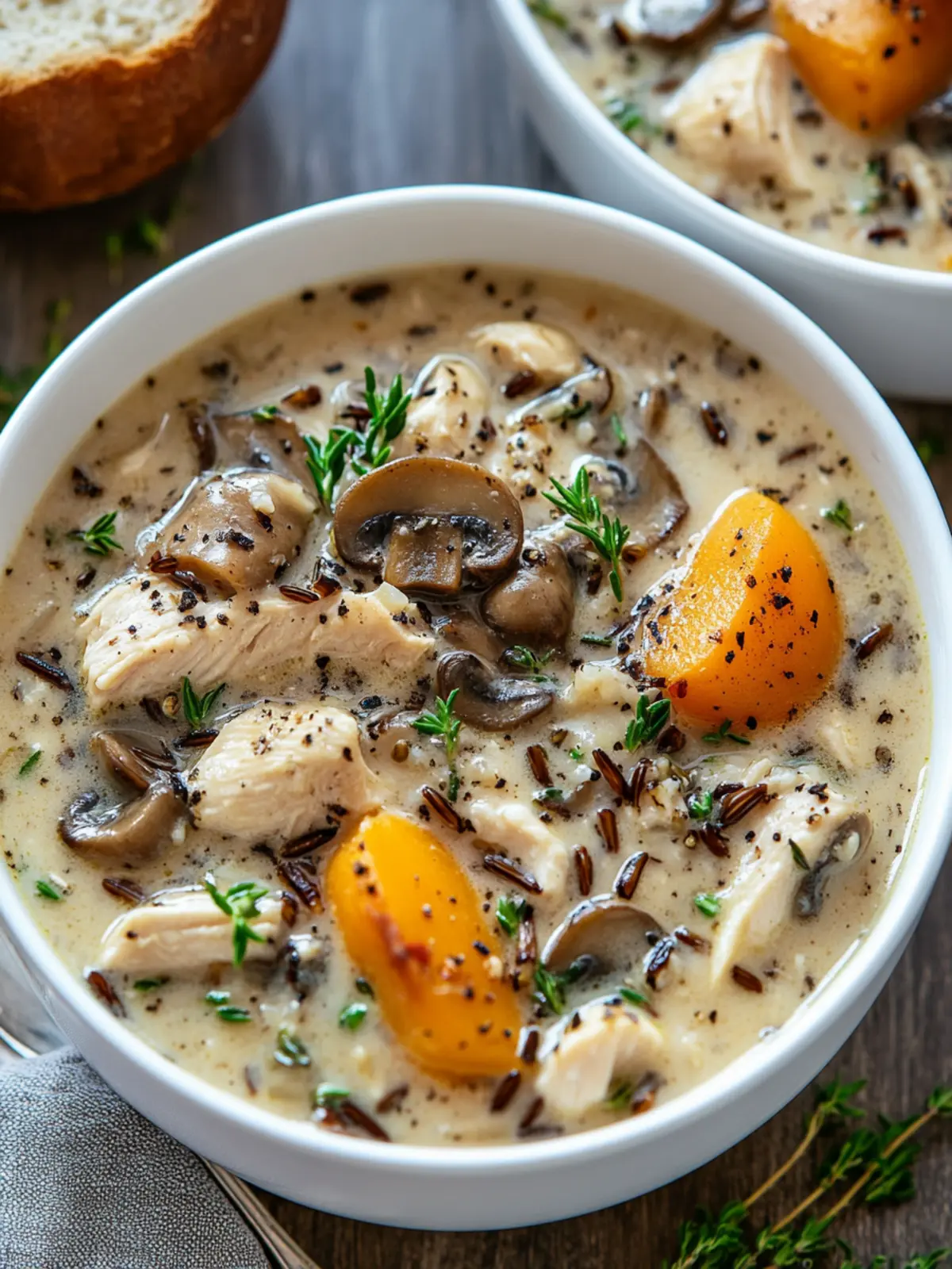 Creamy Mushroom Chicken and Wild Rice Soup