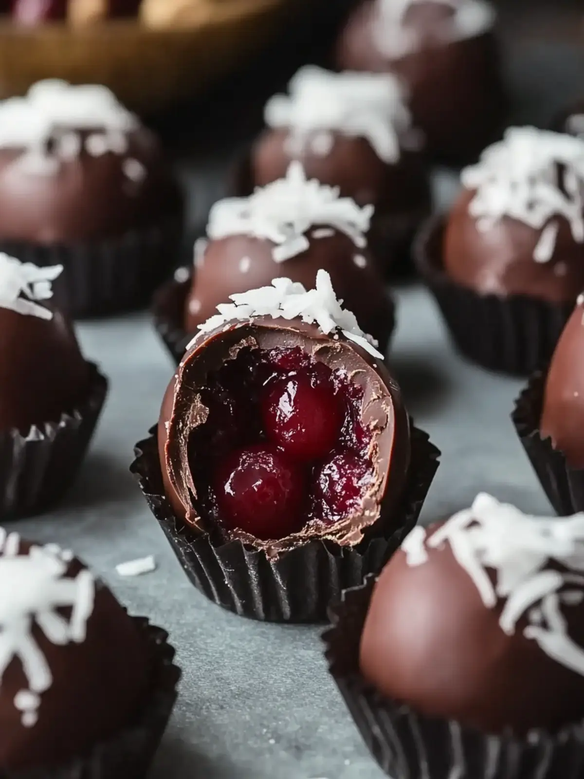 Chocolate Maraschino Cherry Coconut Truffles
