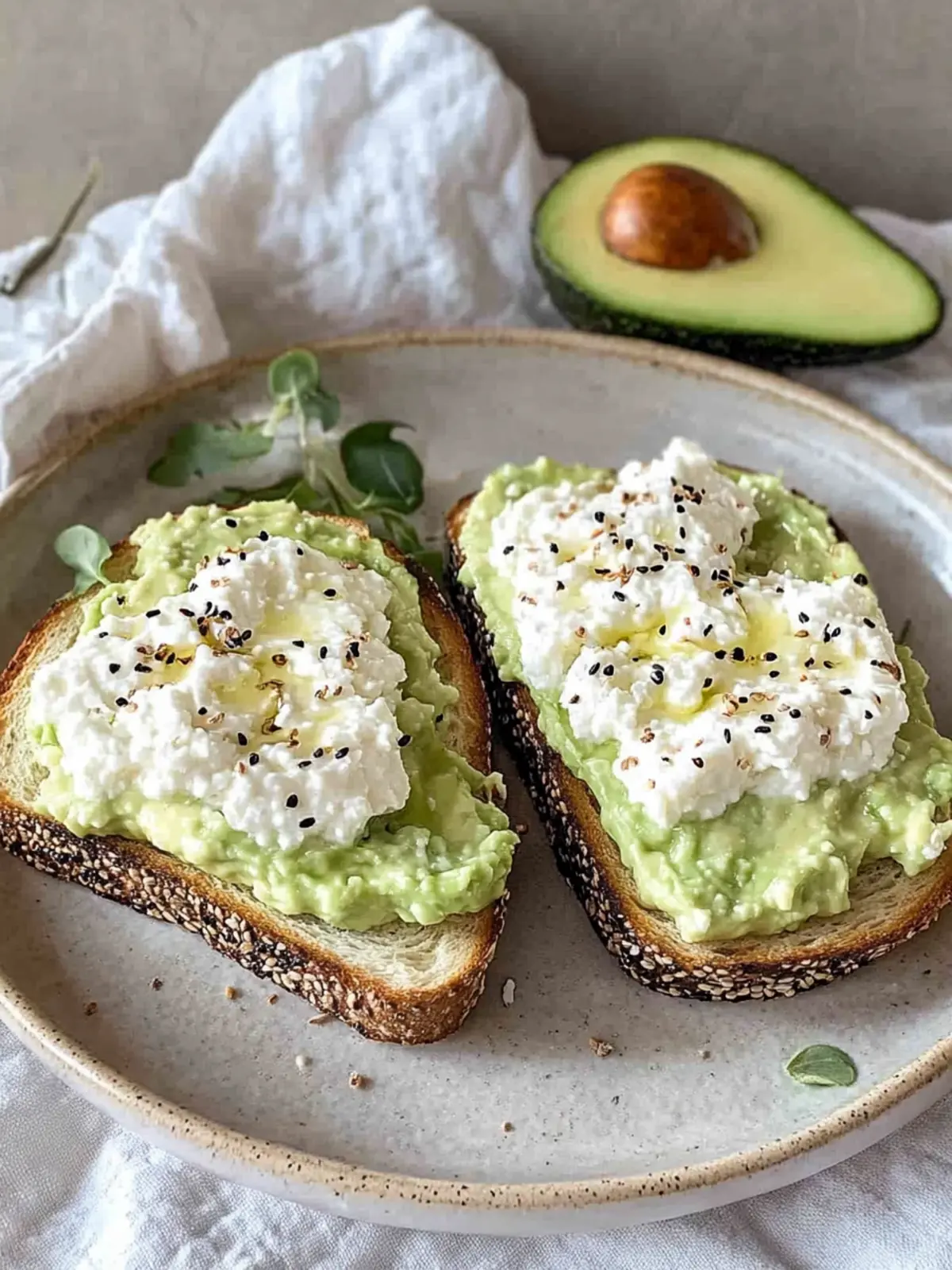 Creamy Cottage Cheese Avocado Toast
