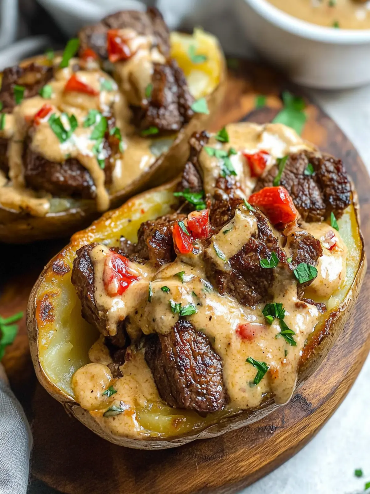 Loaded Baked Potato with Steak Bites