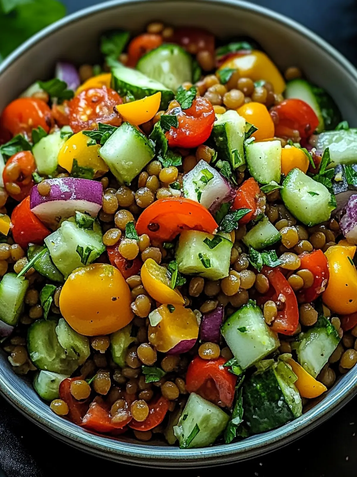 Crisp & Colorful Cold Lentil & Veggie Salad