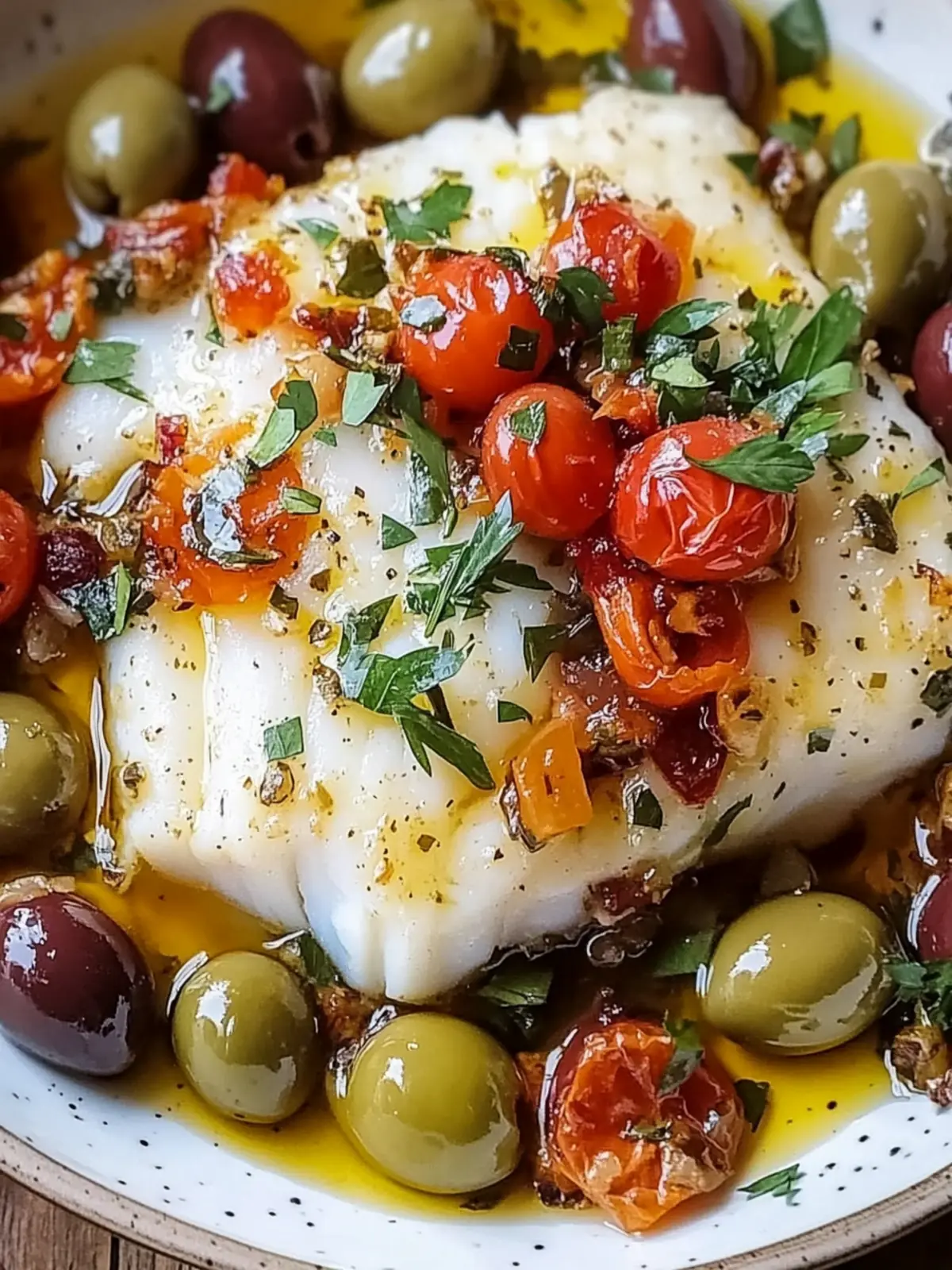Mediterranean Baked Cod with Olives