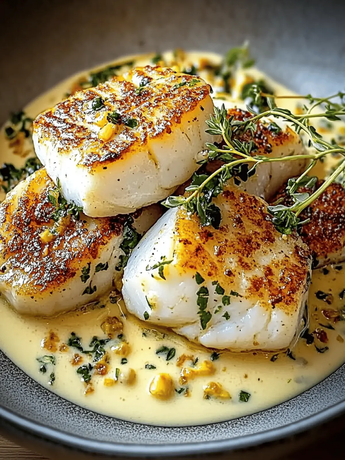 Pan-Seared Cod with Garlic Cream Sauce