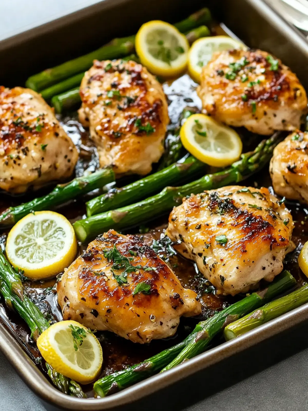 Low Calorie Sheet Pan Lemon Chicken and Asparagus