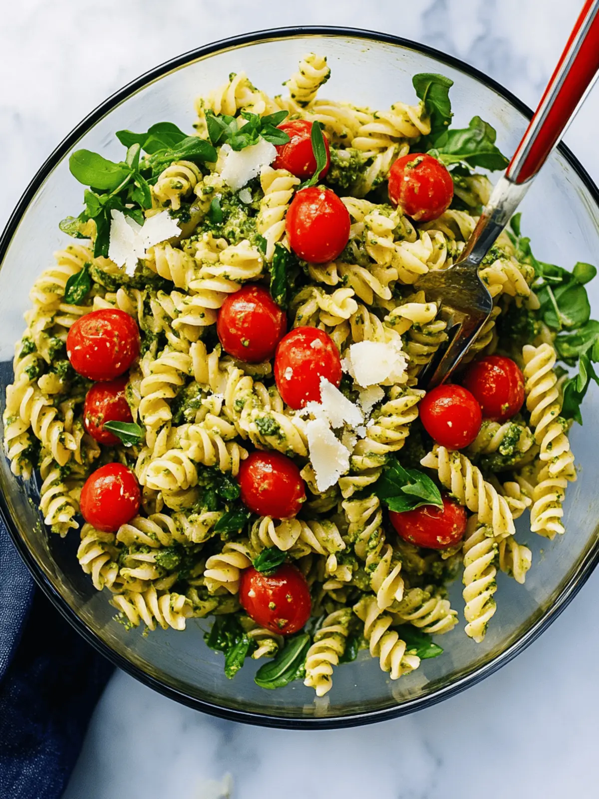 Pesto Pasta Salad with Cherry Tomatoes