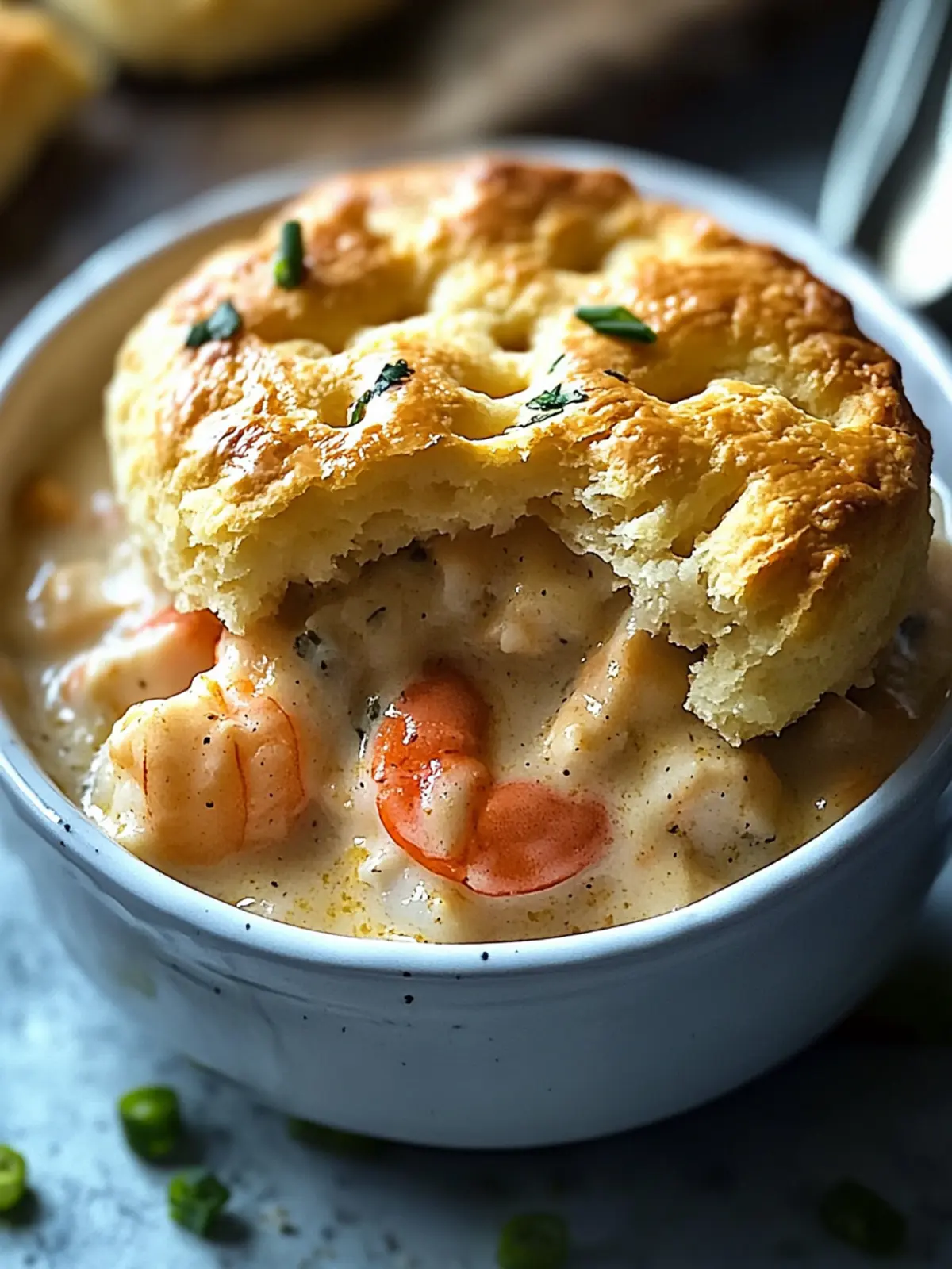 Seafood Pot Pie with Cheddar Bay Biscuit Topping