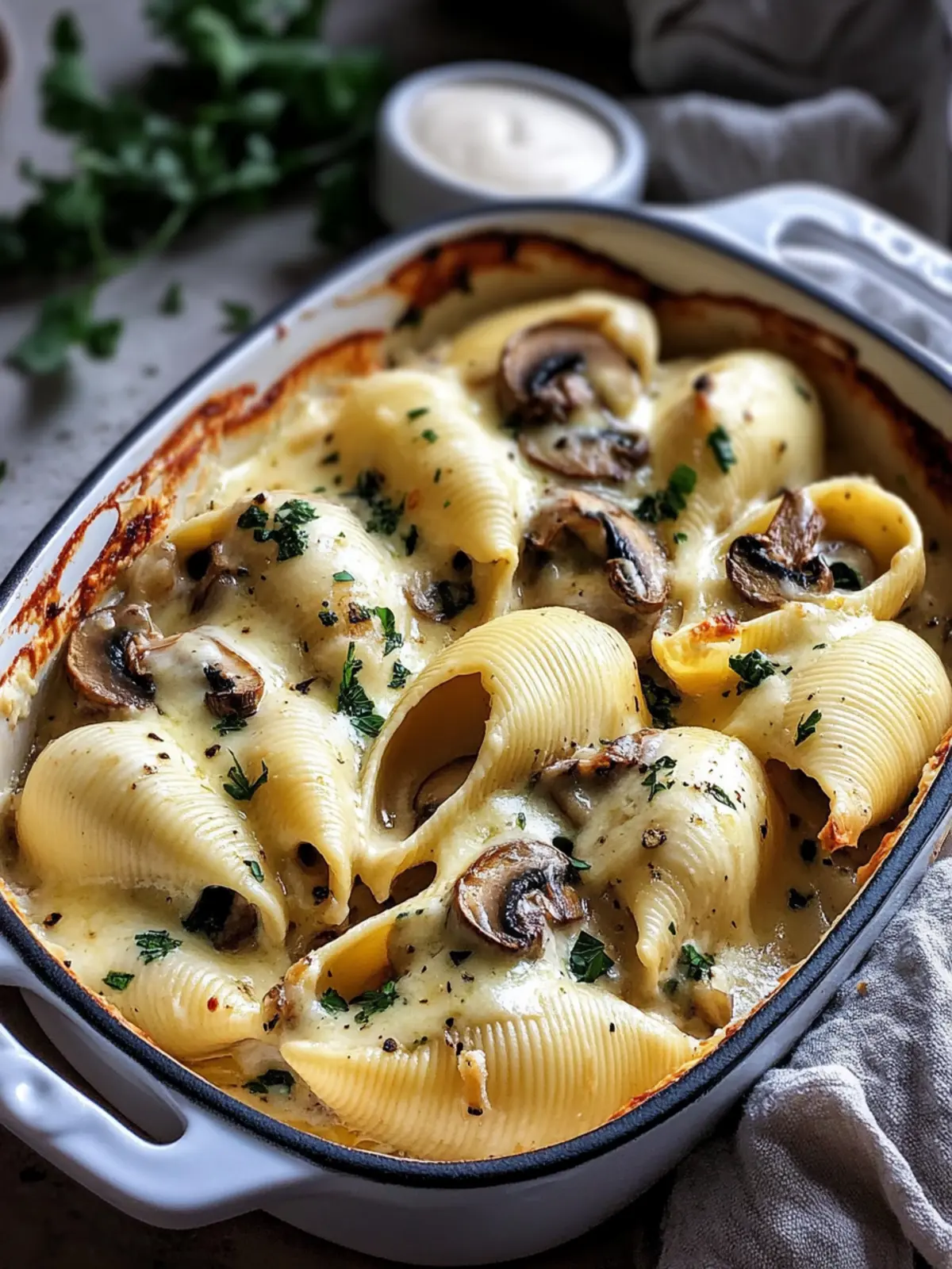 Creamy Garlic Mushroom Stuffed Shells
