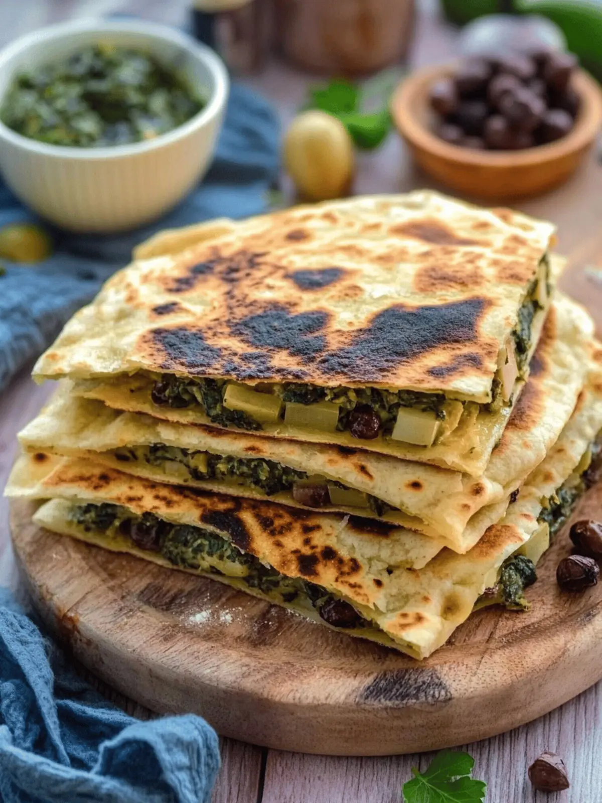 Leek & Spinach Stuffed Flatbreads