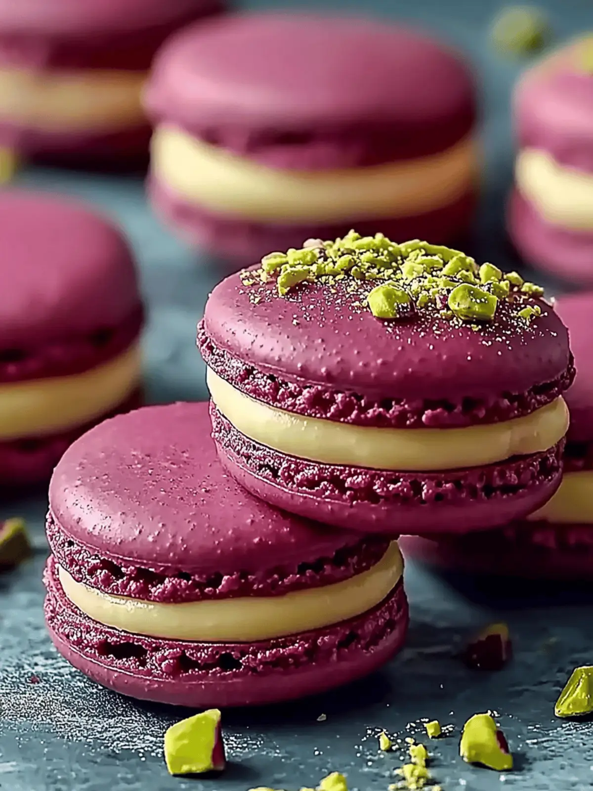 Luxurious Raspberry Pistachio Macarons
