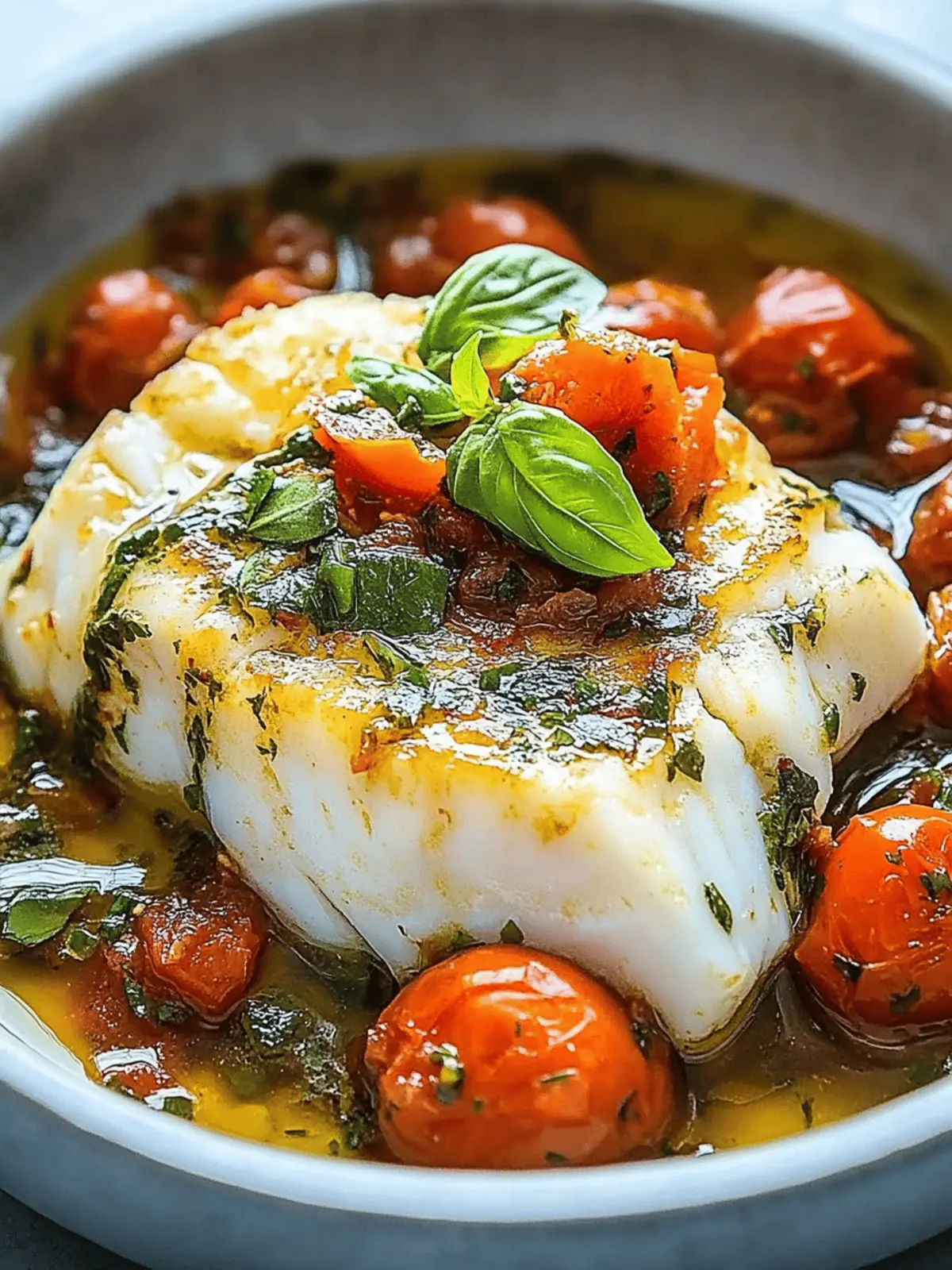 Succulent Cod in White Wine Tomato Basil Sauce