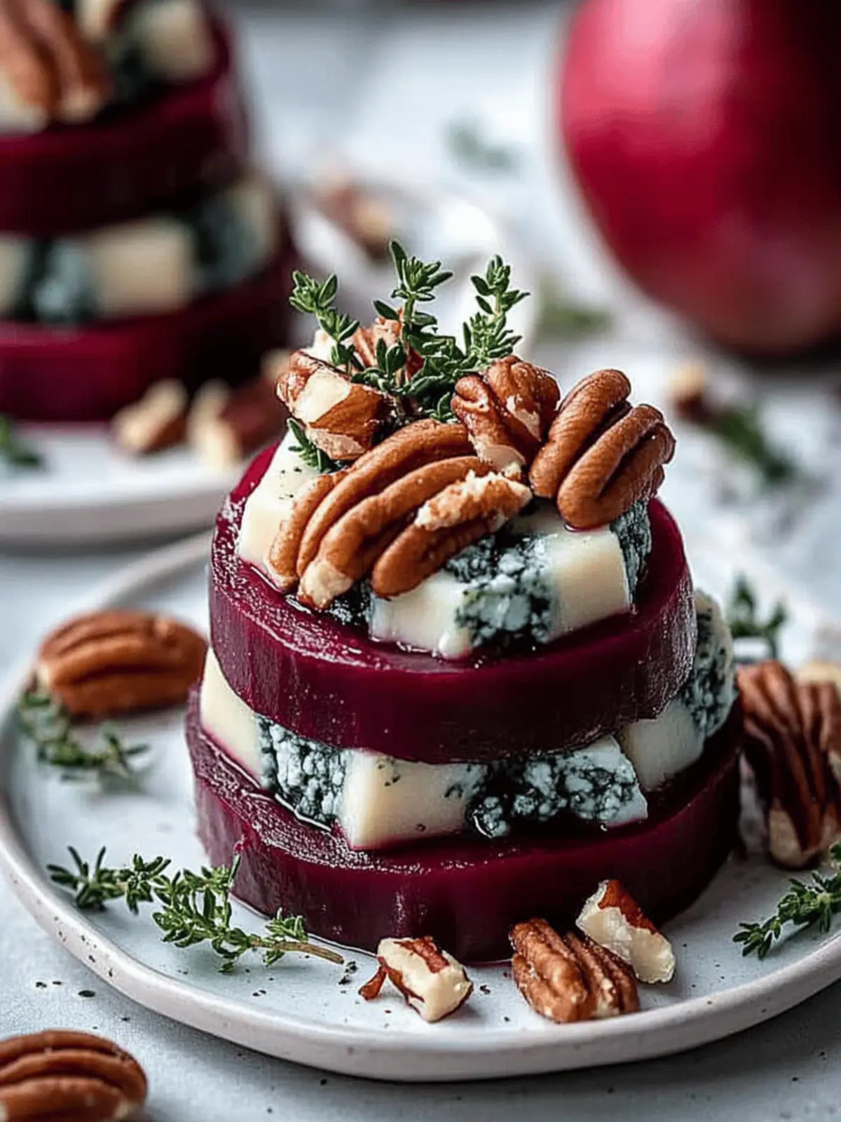 Beet, Pear & Blue Cheese Stacks with Pecans