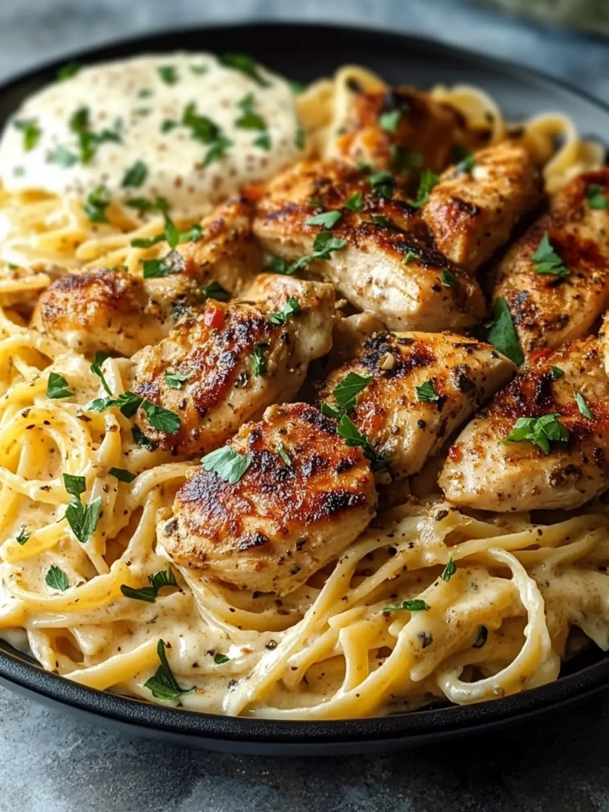 Savory Cajun Chicken and Creamy Garlic Parmesan Linguine