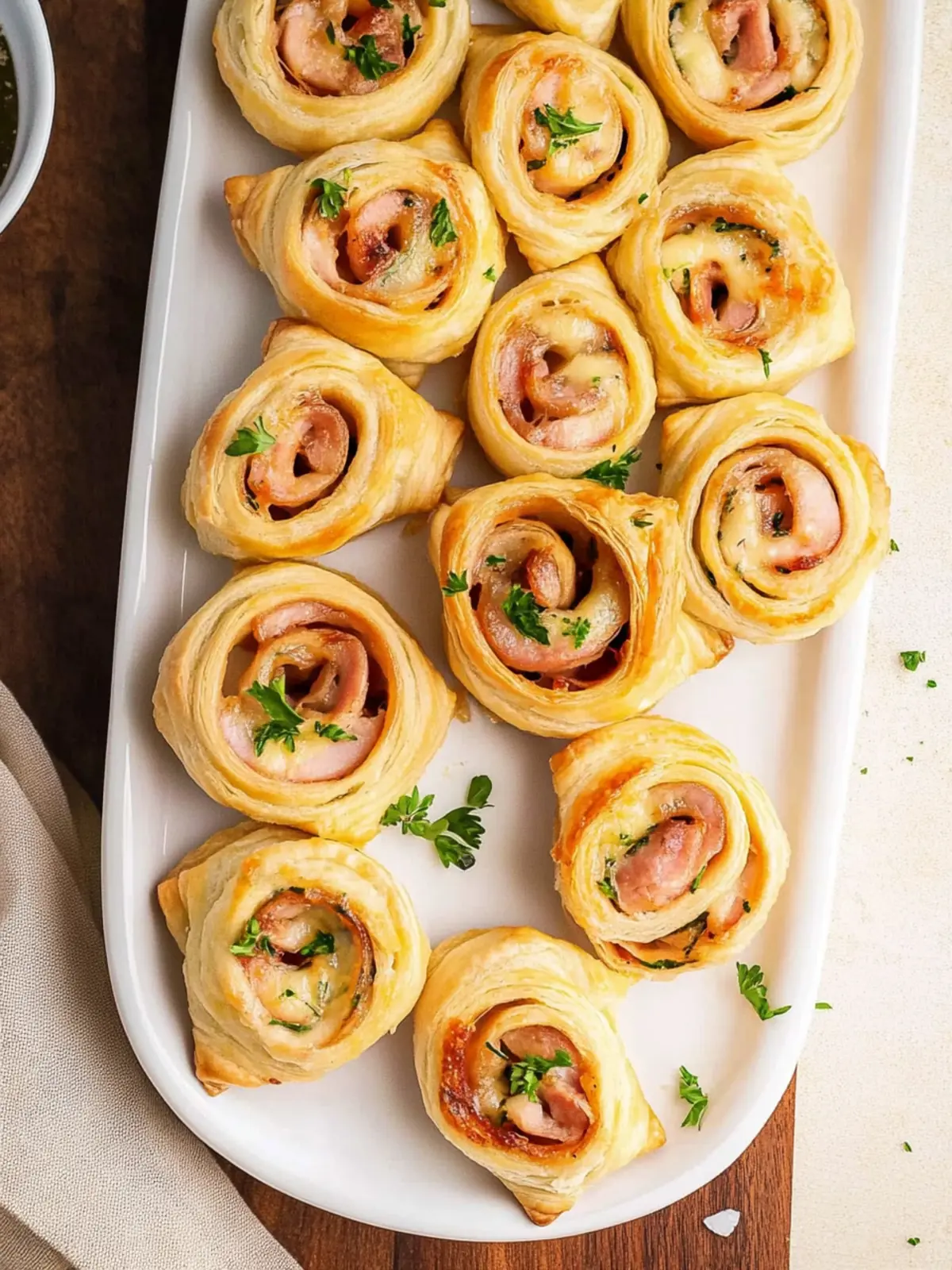 Ham Cheese Puff Pastry Pinwheels