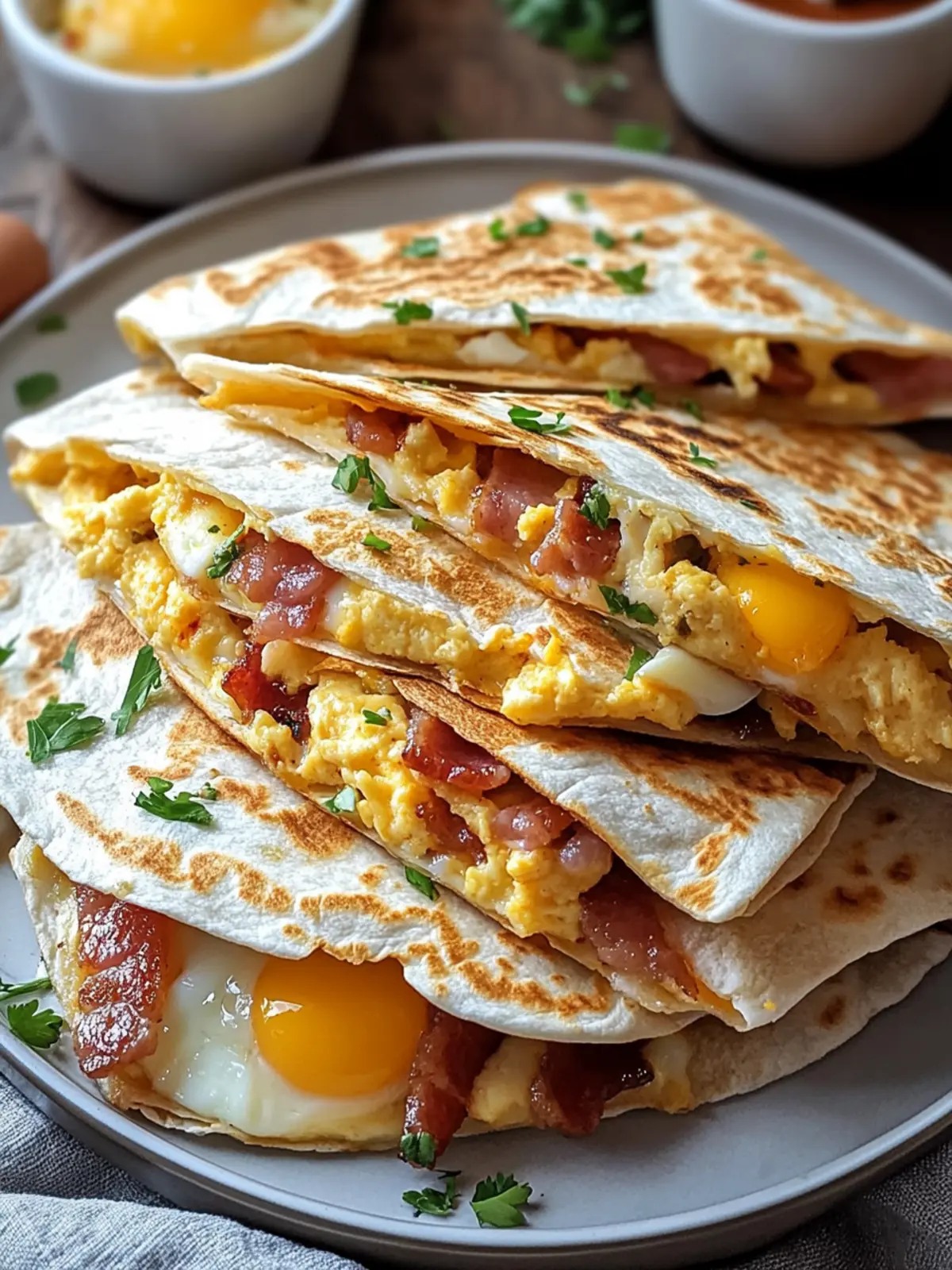 Bacon Egg Cheese Breakfast Quesadillas