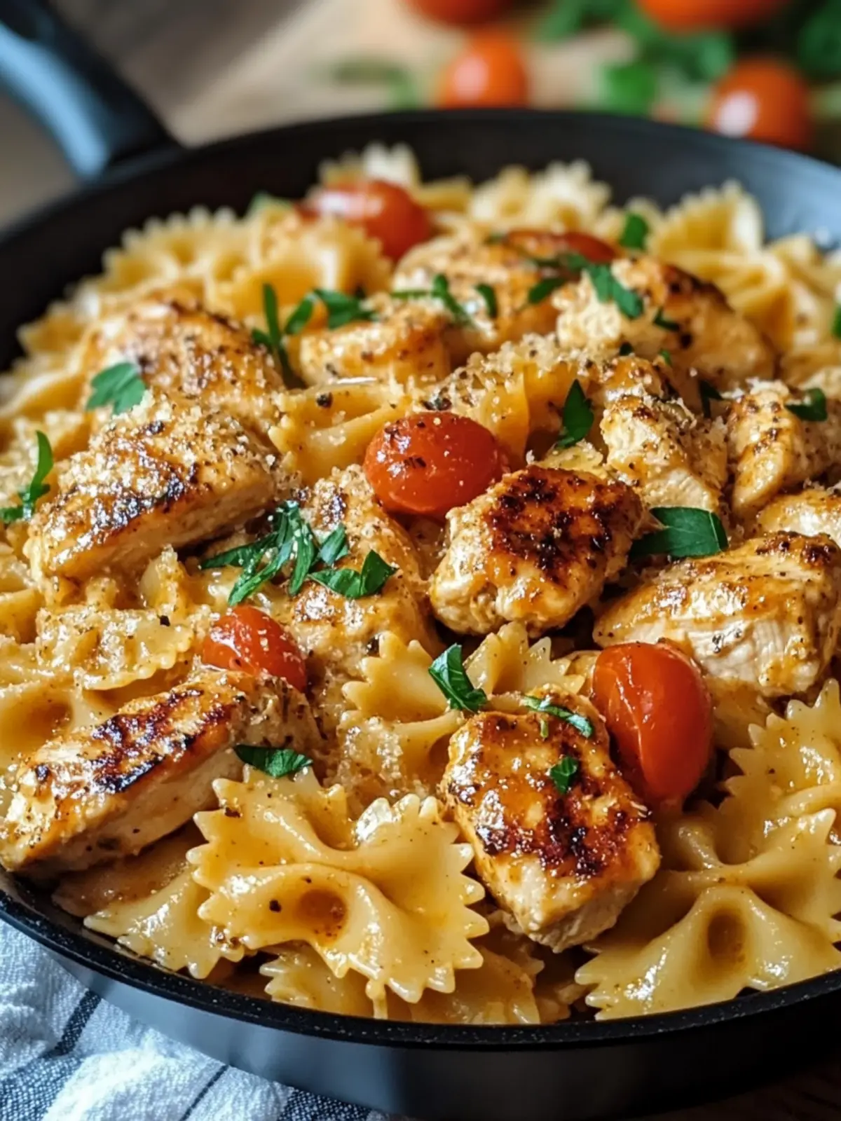 Creamy Cajun Chicken Bowtie Pasta Skillet