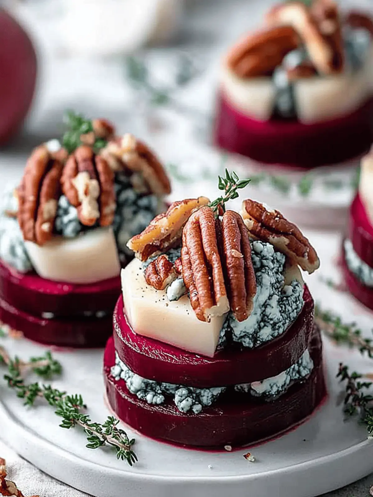 Beet, Pear & Blue Cheese Stacks with Pecans