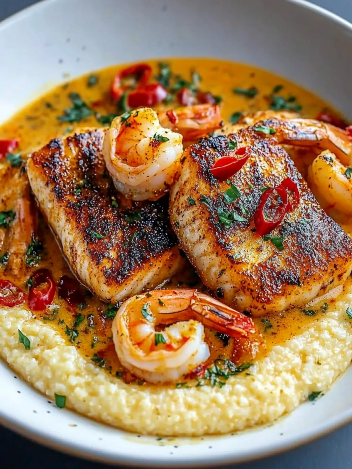 Red Snapper Shrimp Grits Cajun