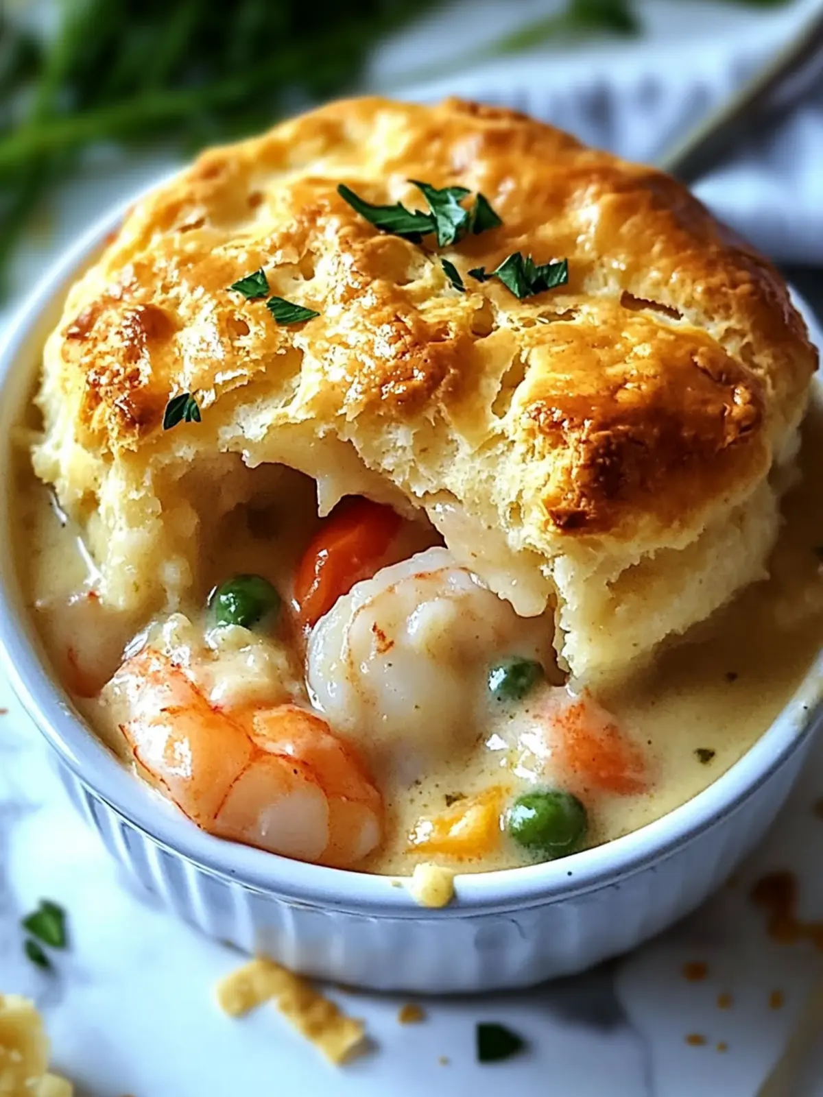 Seafood Pot Pie with Cheddar Bay Biscuit Topping