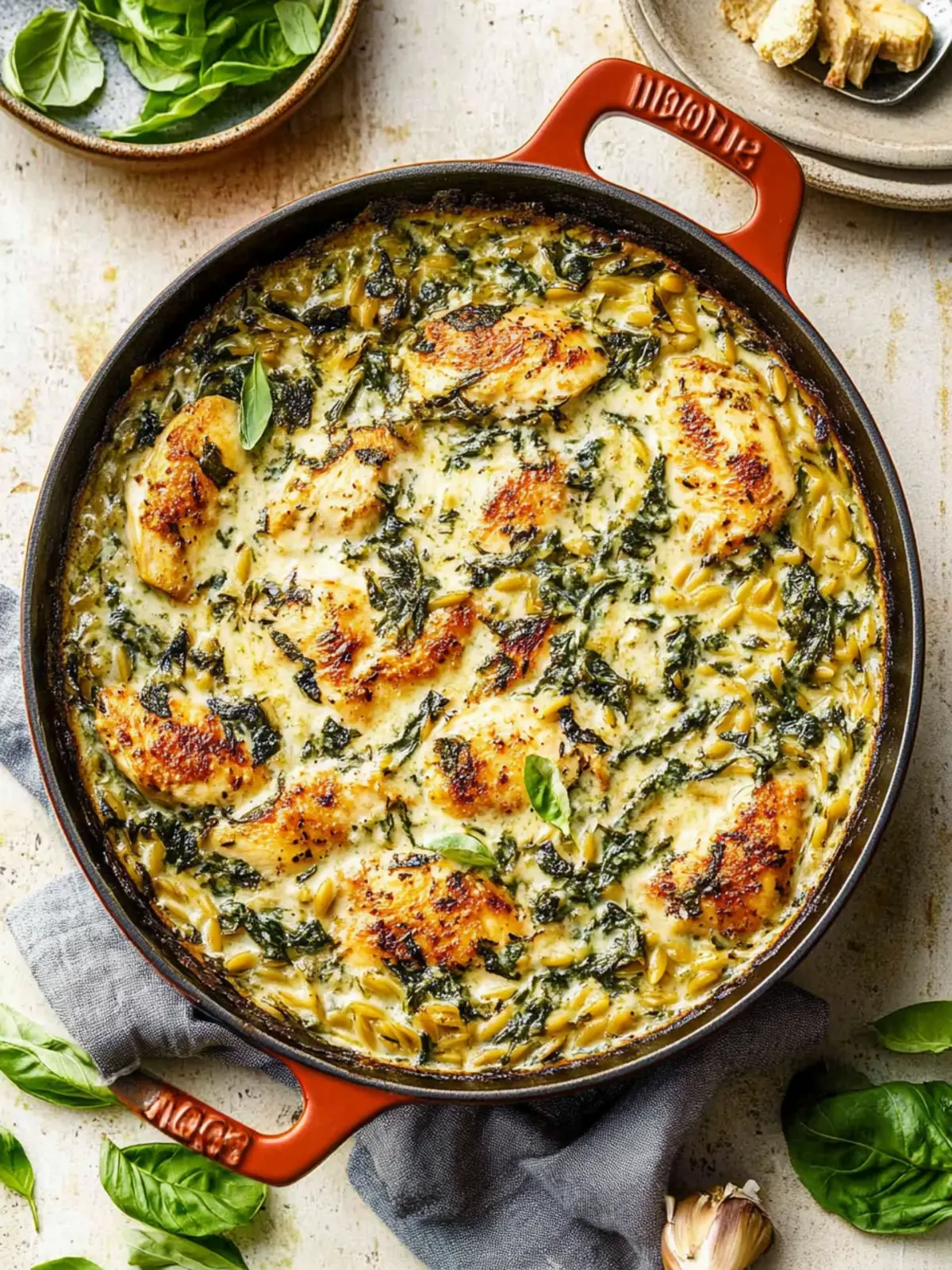 Creamy Ricotta Chicken and Orzo Skillet