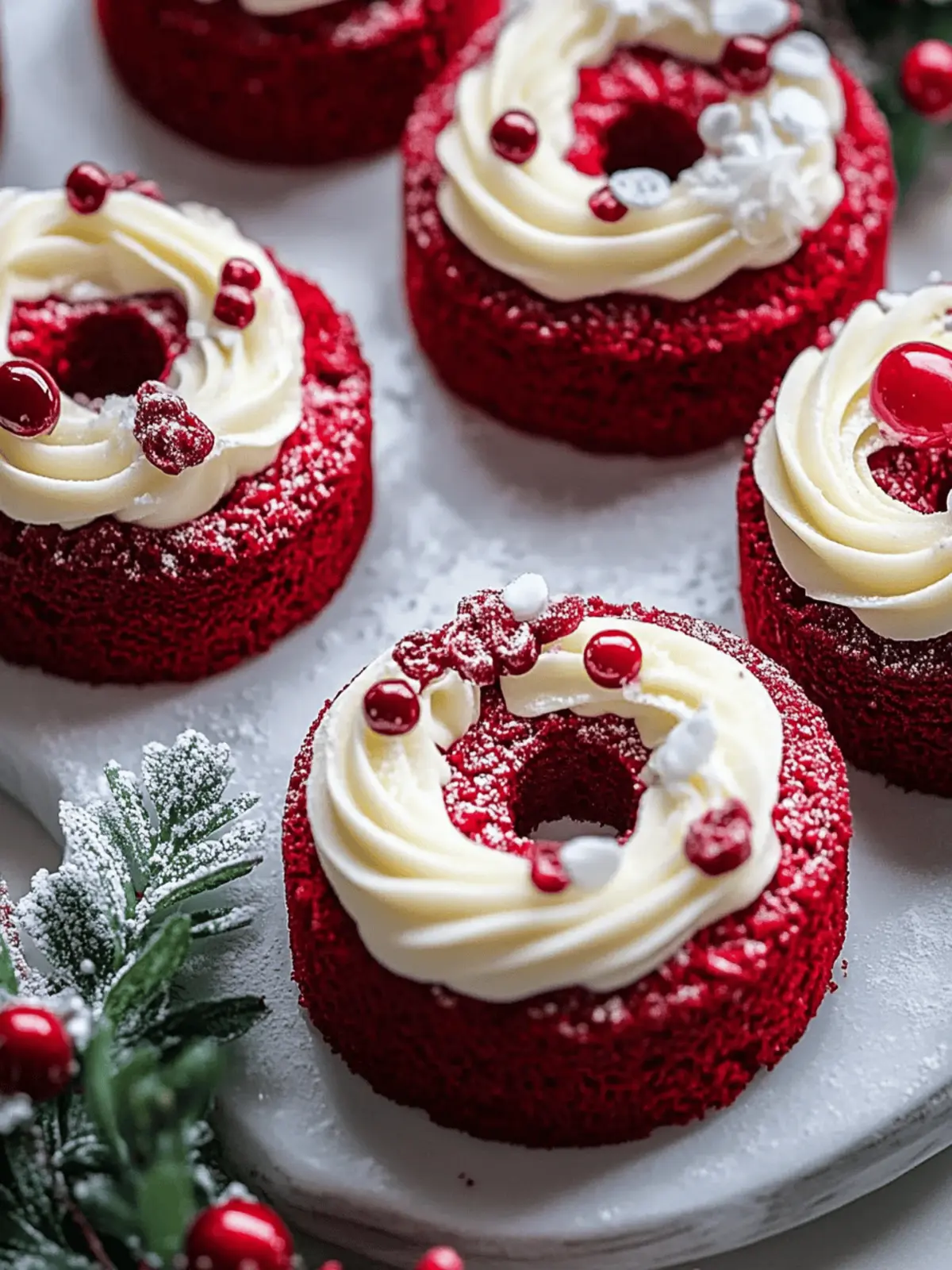 Mini Red Velvet Wreath Cakes