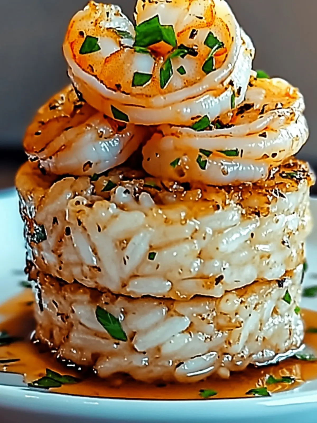 Garlic Butter Shrimp and Rice Stack