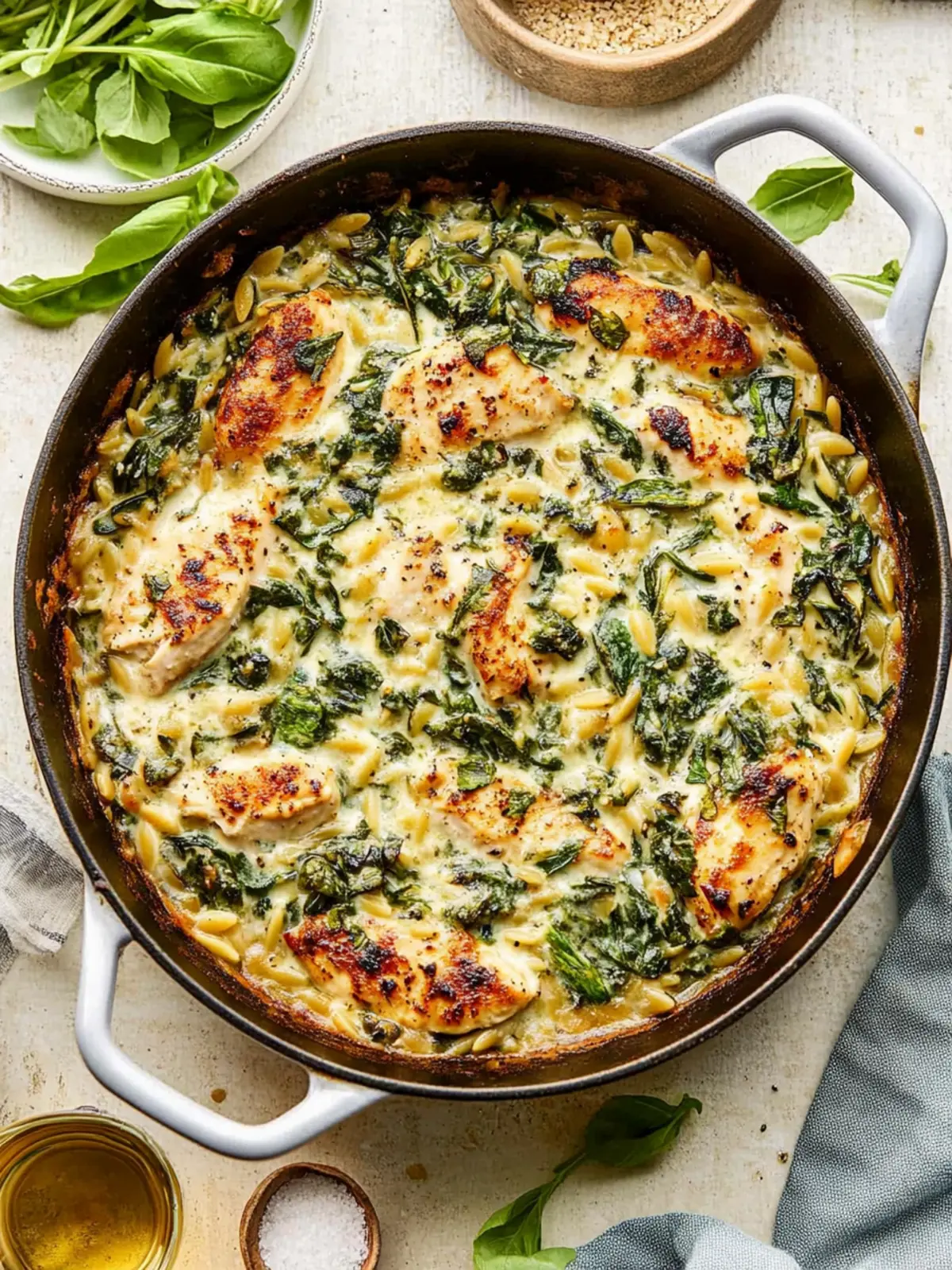 Creamy Ricotta Chicken and Orzo Skillet